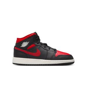 Jordan 1 Mid "Black/Varsity Red/Summit White" Grade School Boys' Shoe