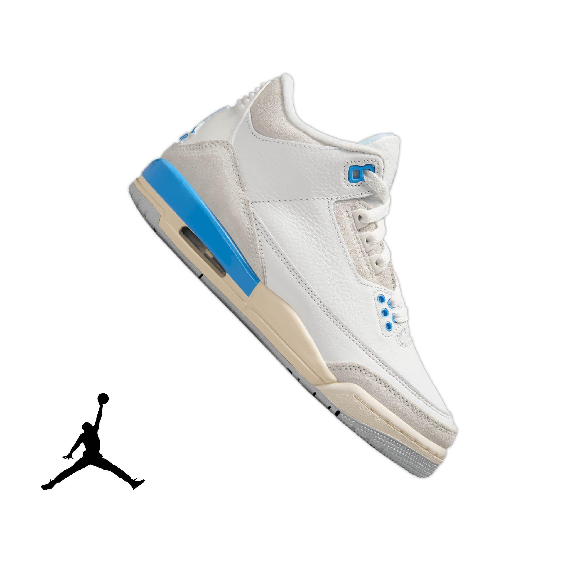 Jordan 3 Retro "Lucky Shorts" Grade School Kids' Shoe - SUMMIT WHITE/HYDROGEN BLUE/LEGEND BLUE