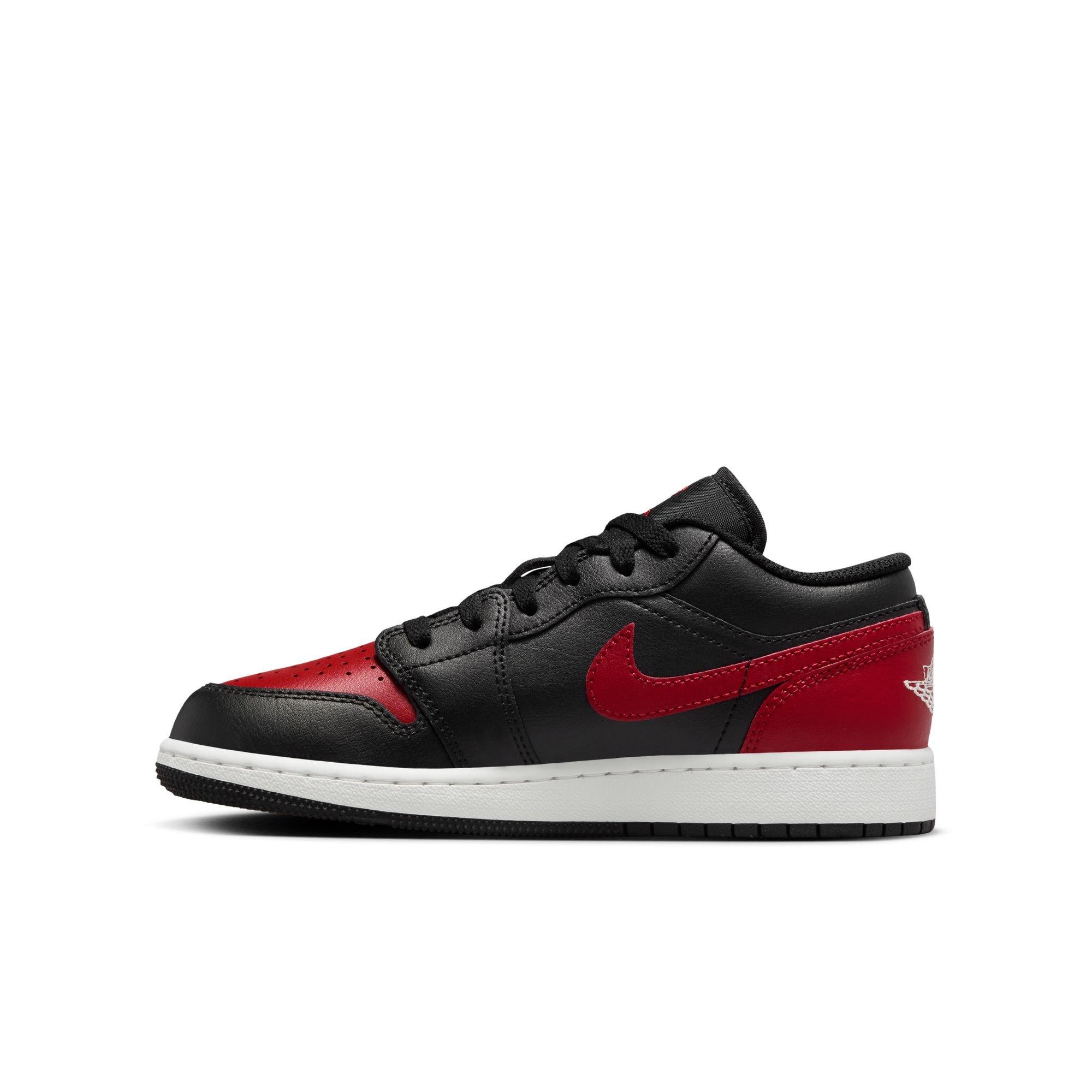 Jordan 1 Low "Black/Varsity Red/Summit White" Grade School Boys' Shoe - BLACK/RED Thumbnail View 4