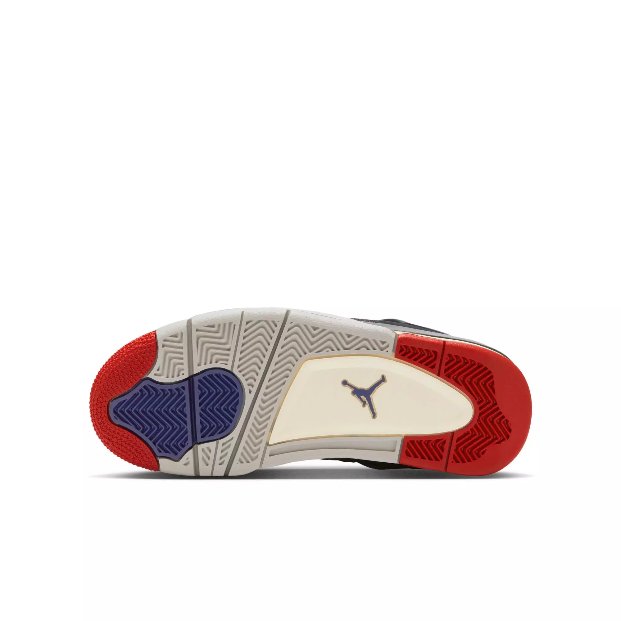 Jordan 4 Retro "Rare Air" Grade School Kids' Shoe - BLACK/FIRE RED/DEEP ROYAL BLUE