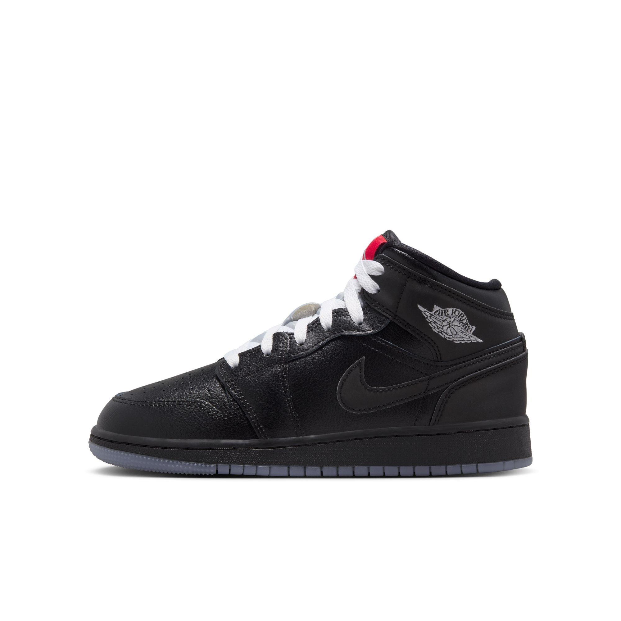 Jordan 1 Mid Grade School Boys' "Black/White/Wolf Grey" Shoe