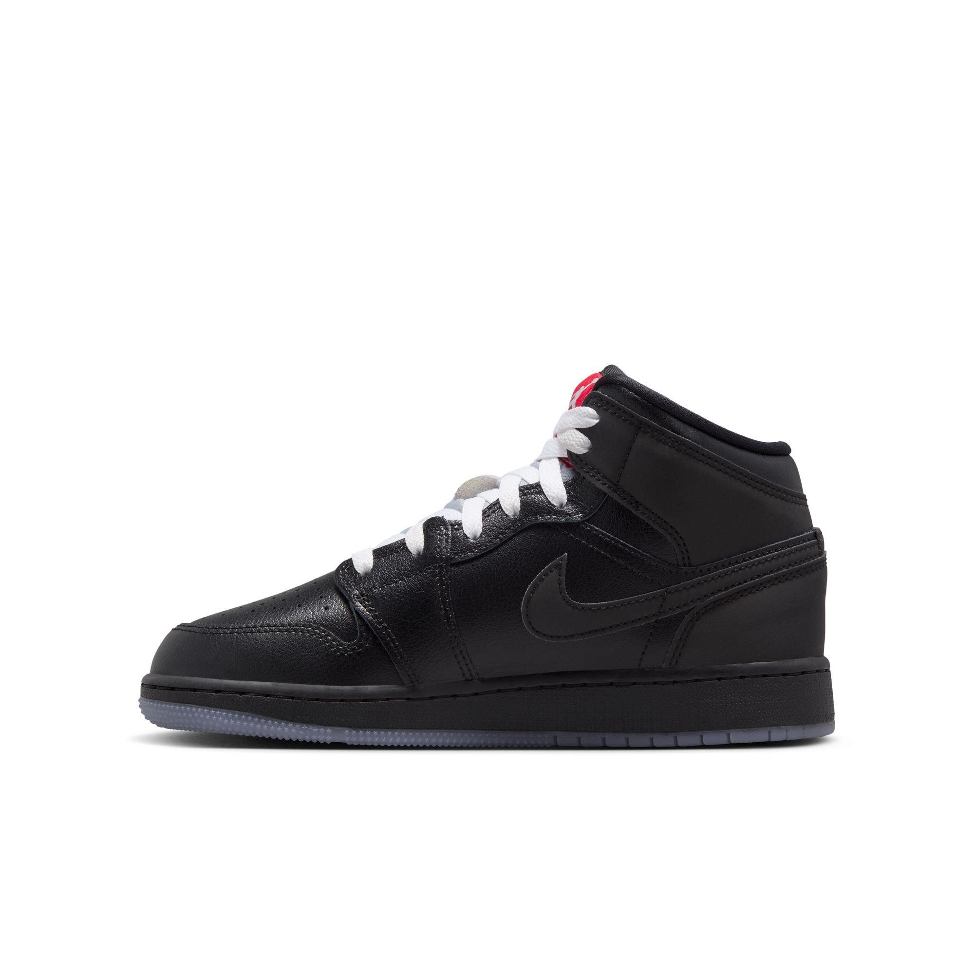 Jordan 1 Mid Grade School Boys' "Black/White/Wolf Grey" Shoe