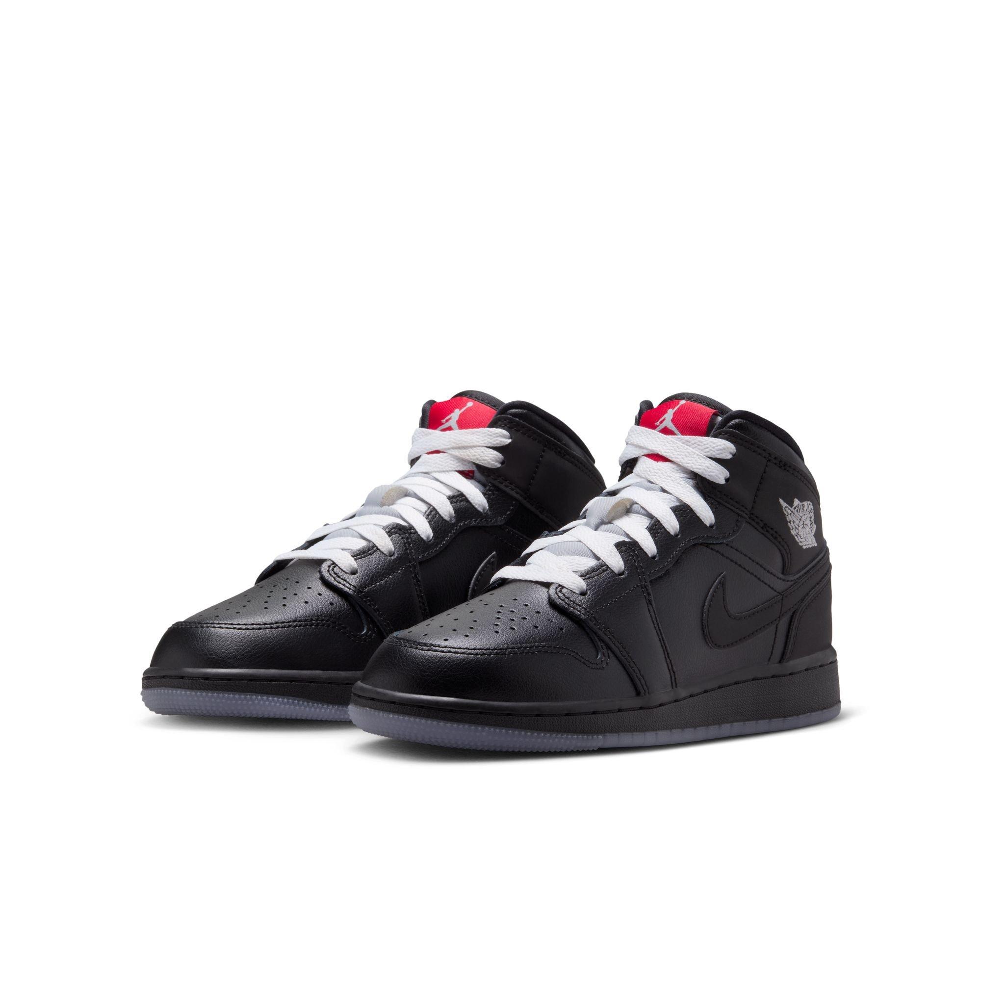 Jordan 1 Mid Grade School Boys' "Black/White/Wolf Grey" Shoe