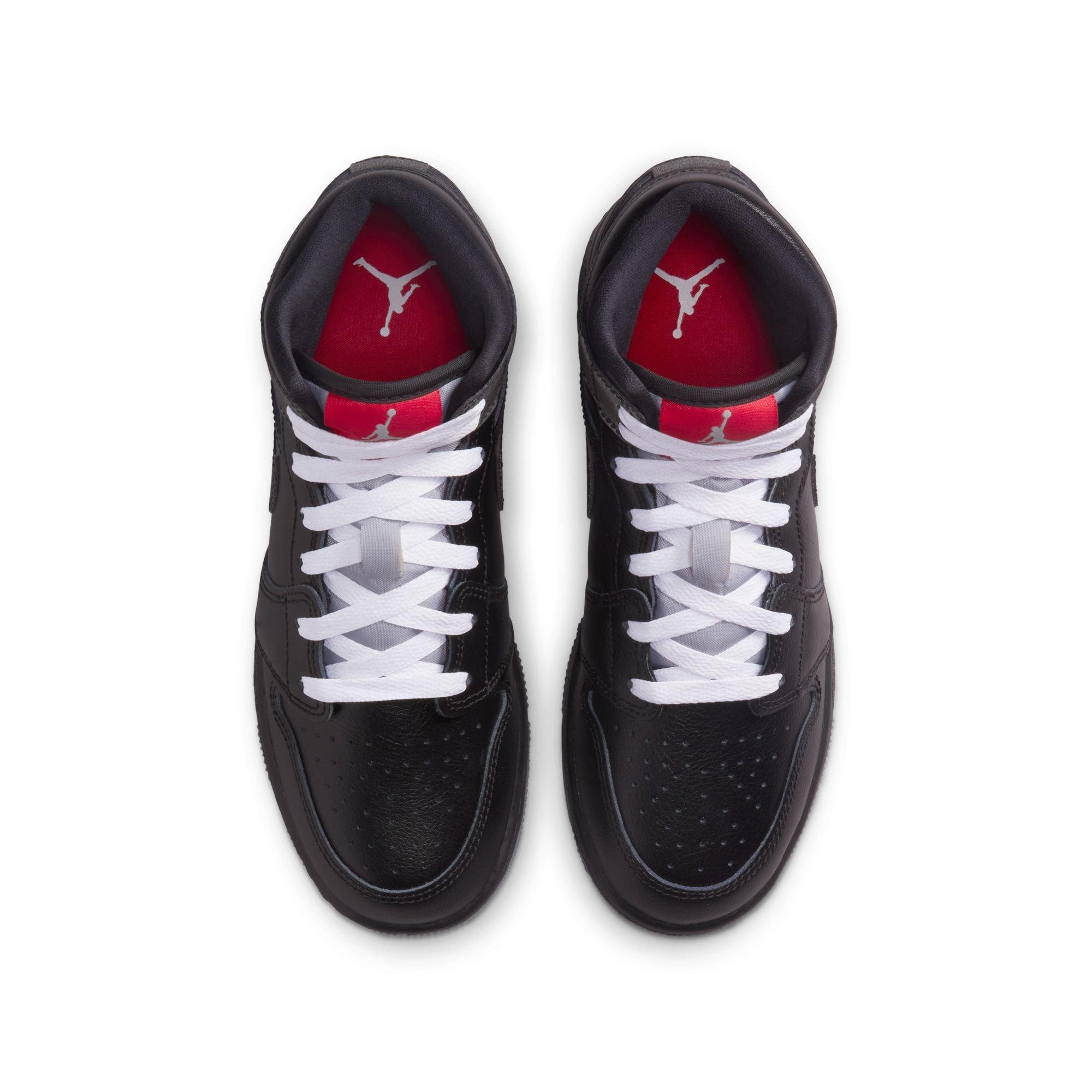 Jordan 1 Mid Grade School Boys' "Black/White/Wolf Grey" Shoe