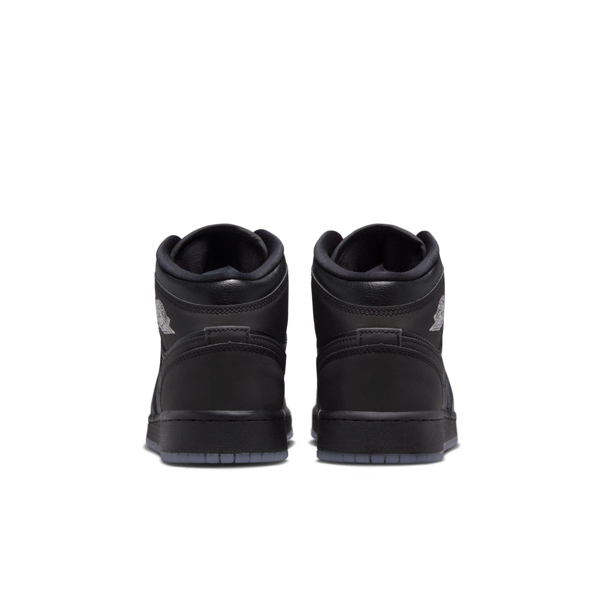 Jordan 1 Mid Grade School Boys' "Black/White/Wolf Grey" Shoe