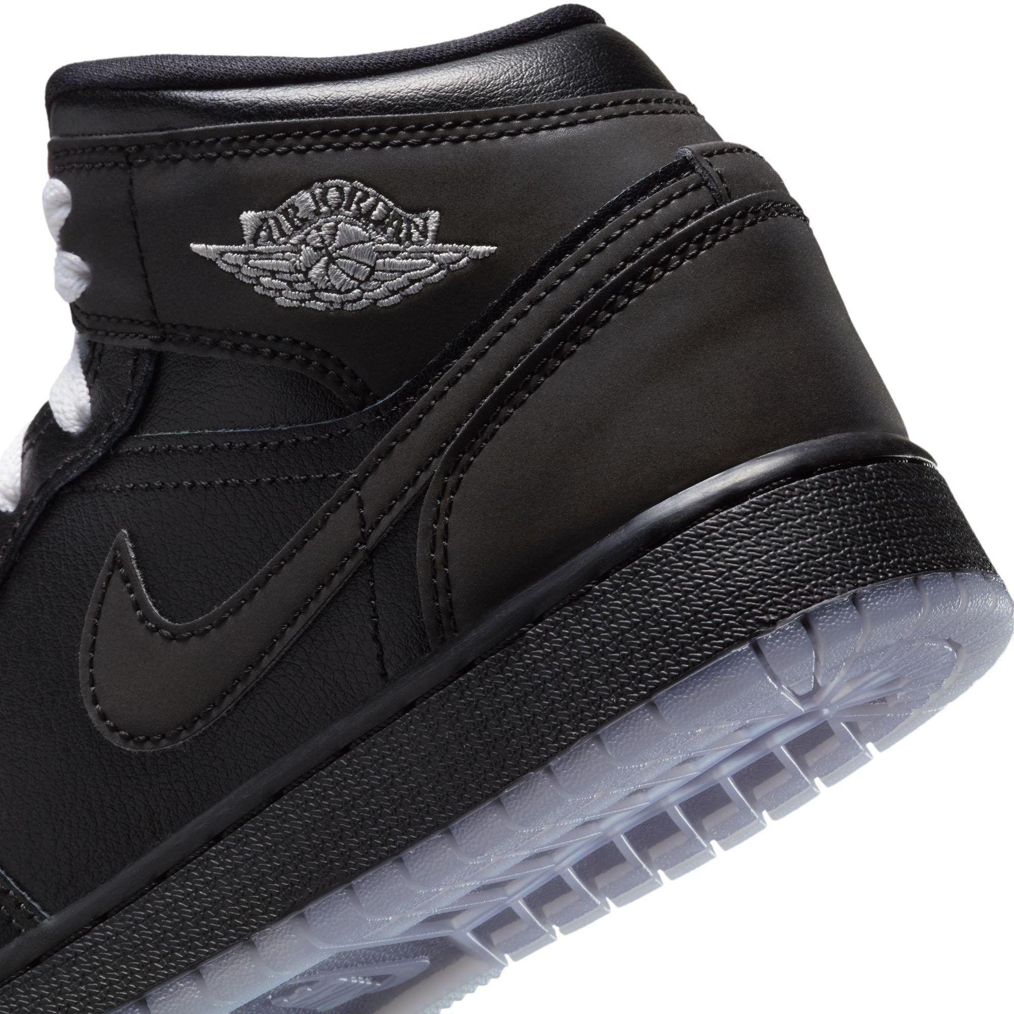 Jordan 1 Mid Grade School Boys' "Black/White/Wolf Grey" Shoe