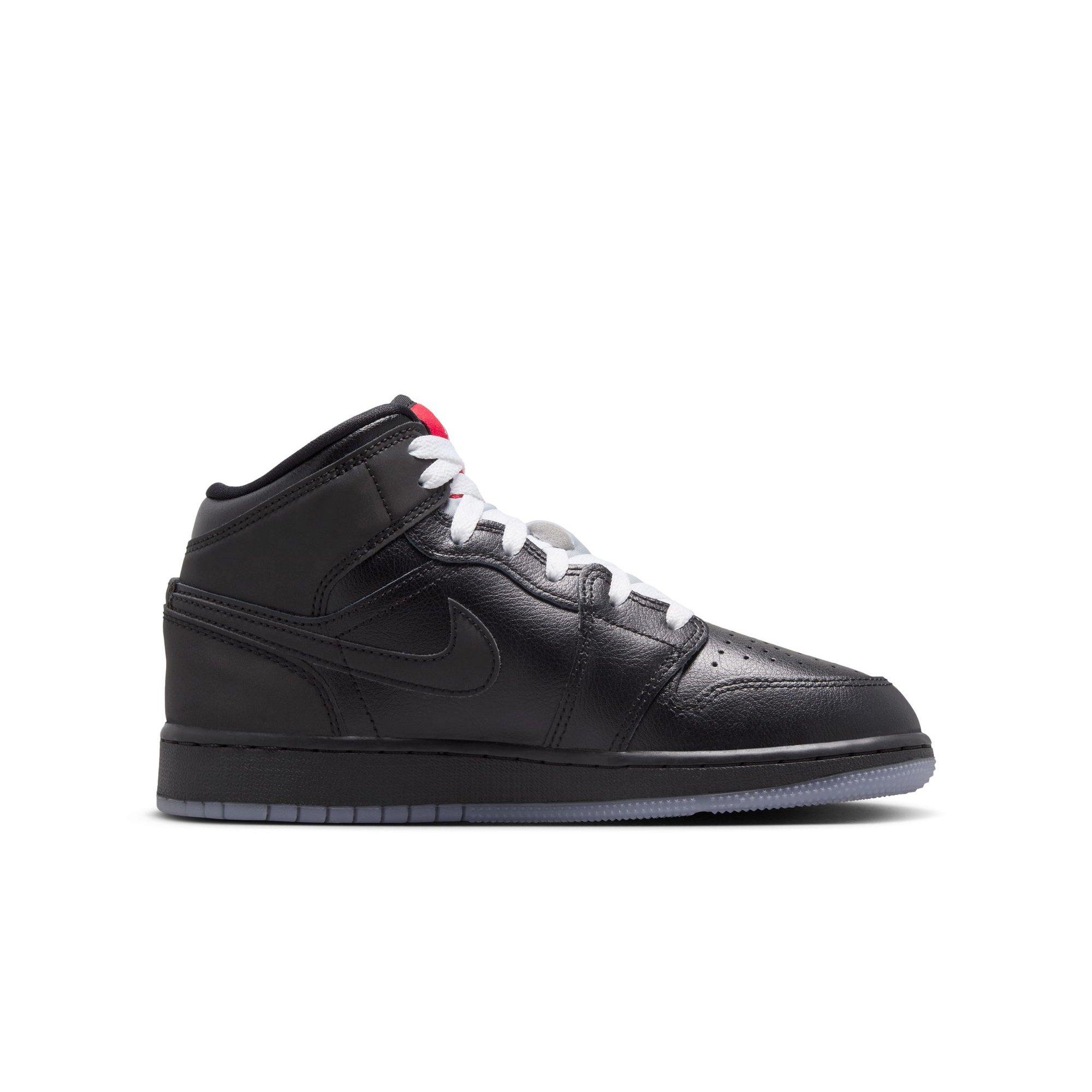 Jordan 1 Mid Grade School Boys' "Black/White/Wolf Grey" Shoe