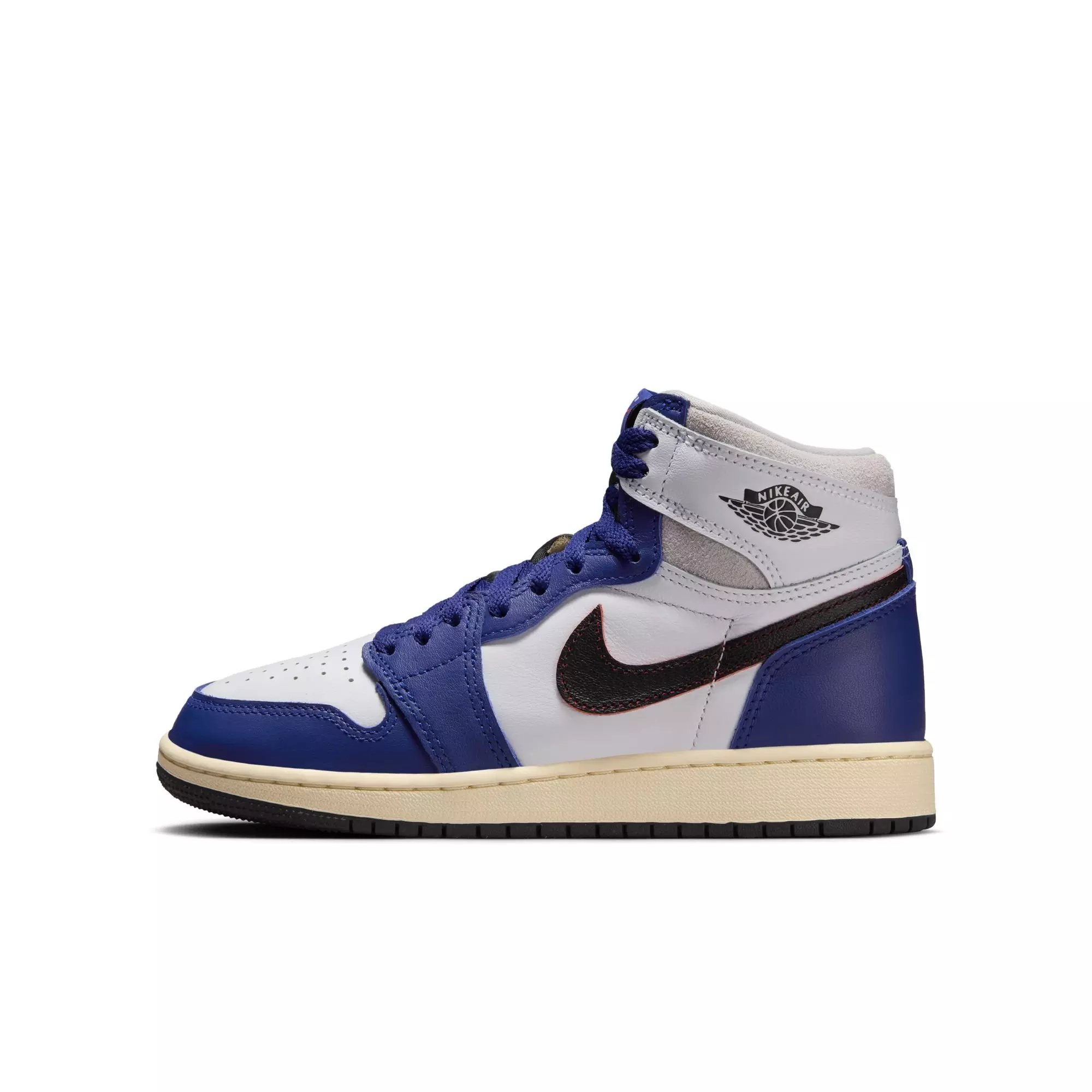 Jordan 1 Retro High OG "Rare Air" Grade School Kids' Shoe - BLACK/NEUTRAL GREY/DEEP ROYAL BLUE