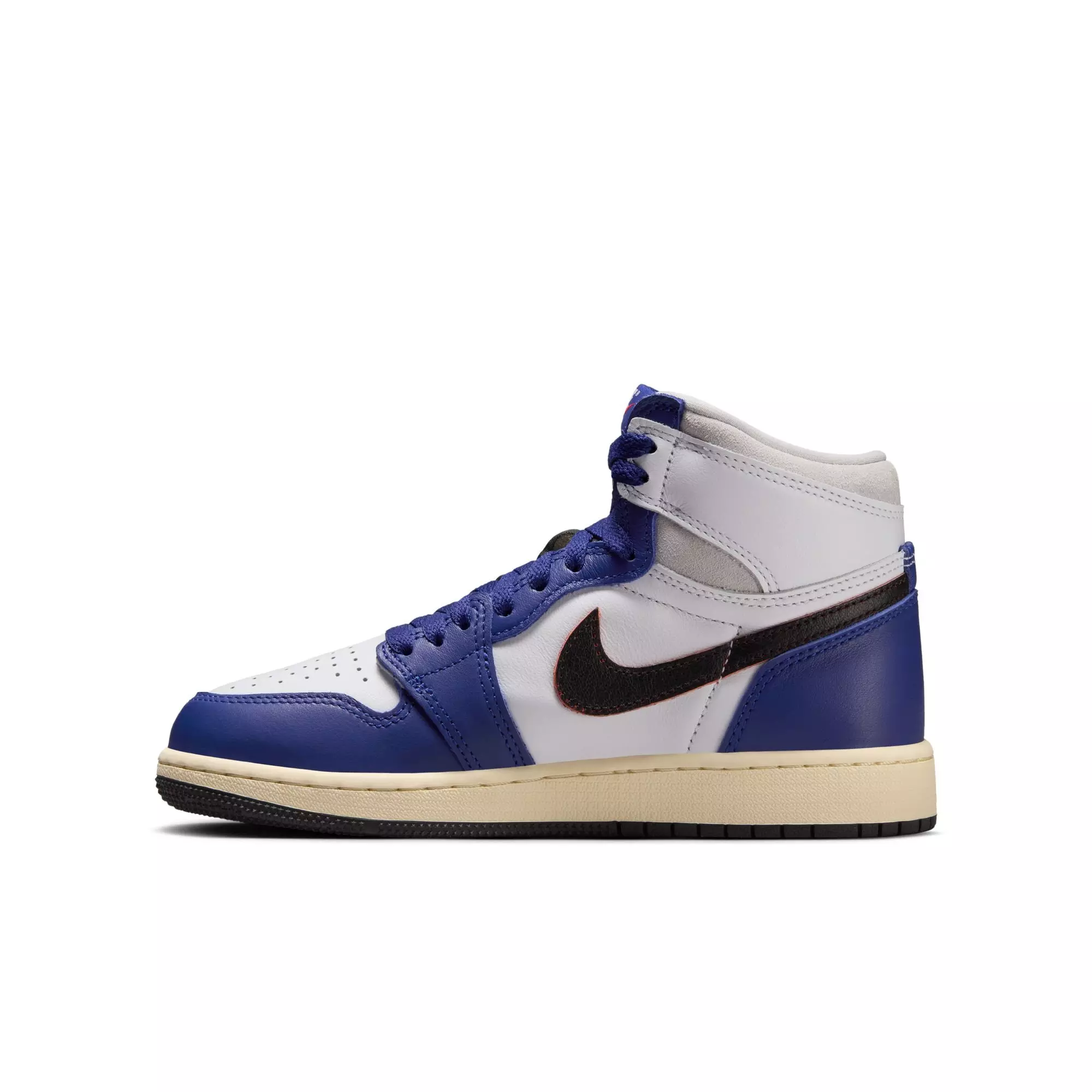 Jordan 1 Retro High OG "Rare Air" Grade School Kids' Shoe - BLACK/NEUTRAL GREY/DEEP ROYAL BLUE