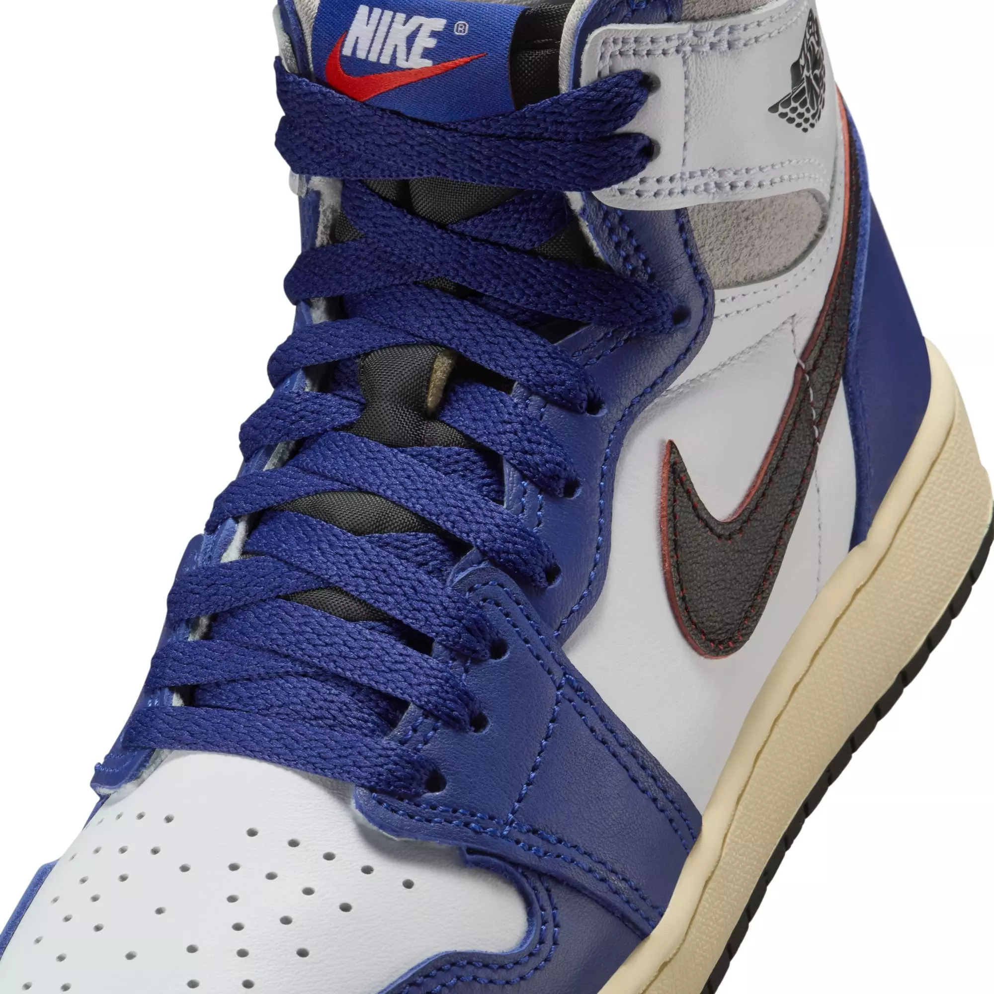 Jordan 1 Retro High OG "Rare Air" Grade School Kids' Shoe - BLACK/NEUTRAL GREY/DEEP ROYAL BLUE