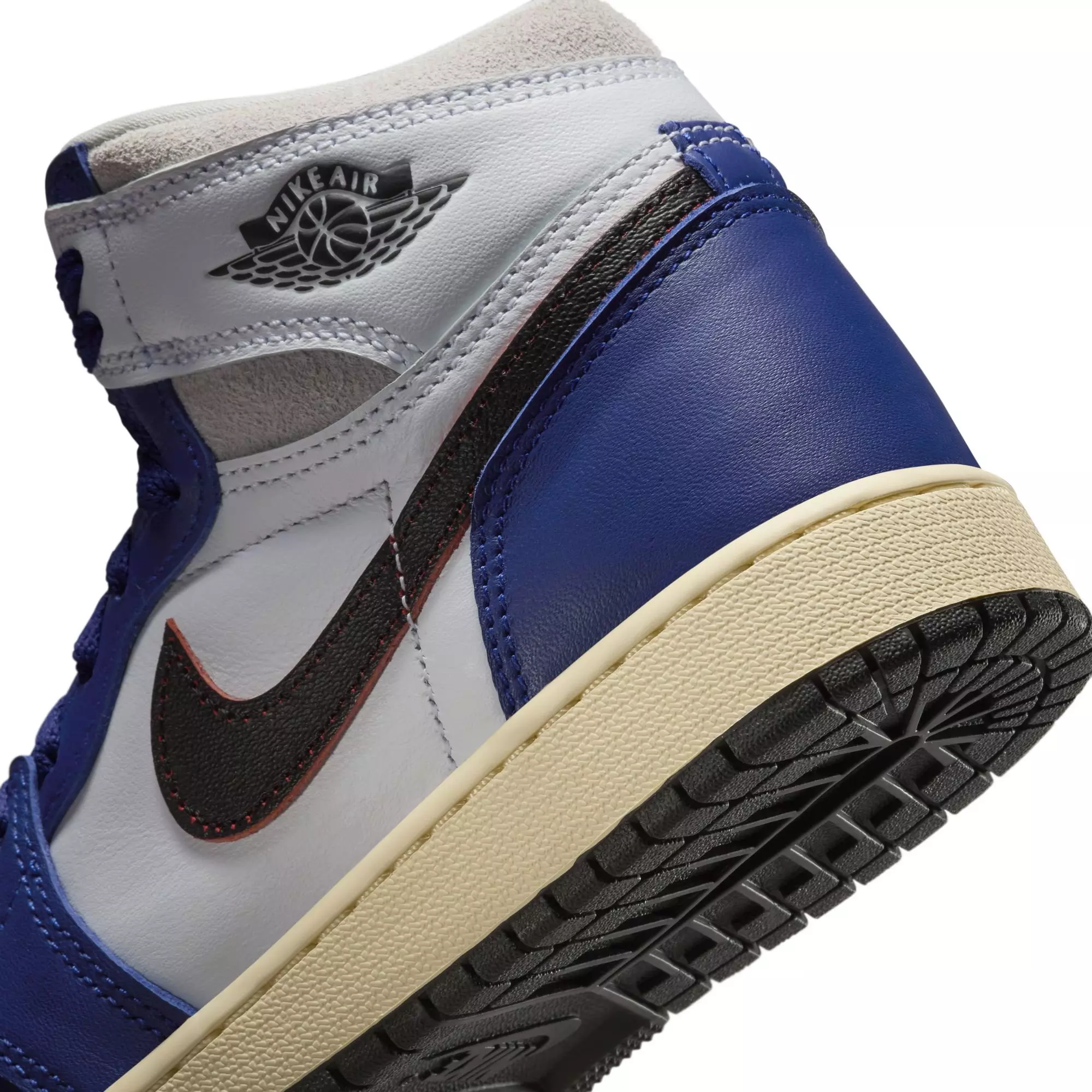 Jordan 1 Retro High OG "Rare Air" Grade School Kids' Shoe - BLACK/NEUTRAL GREY/DEEP ROYAL BLUE