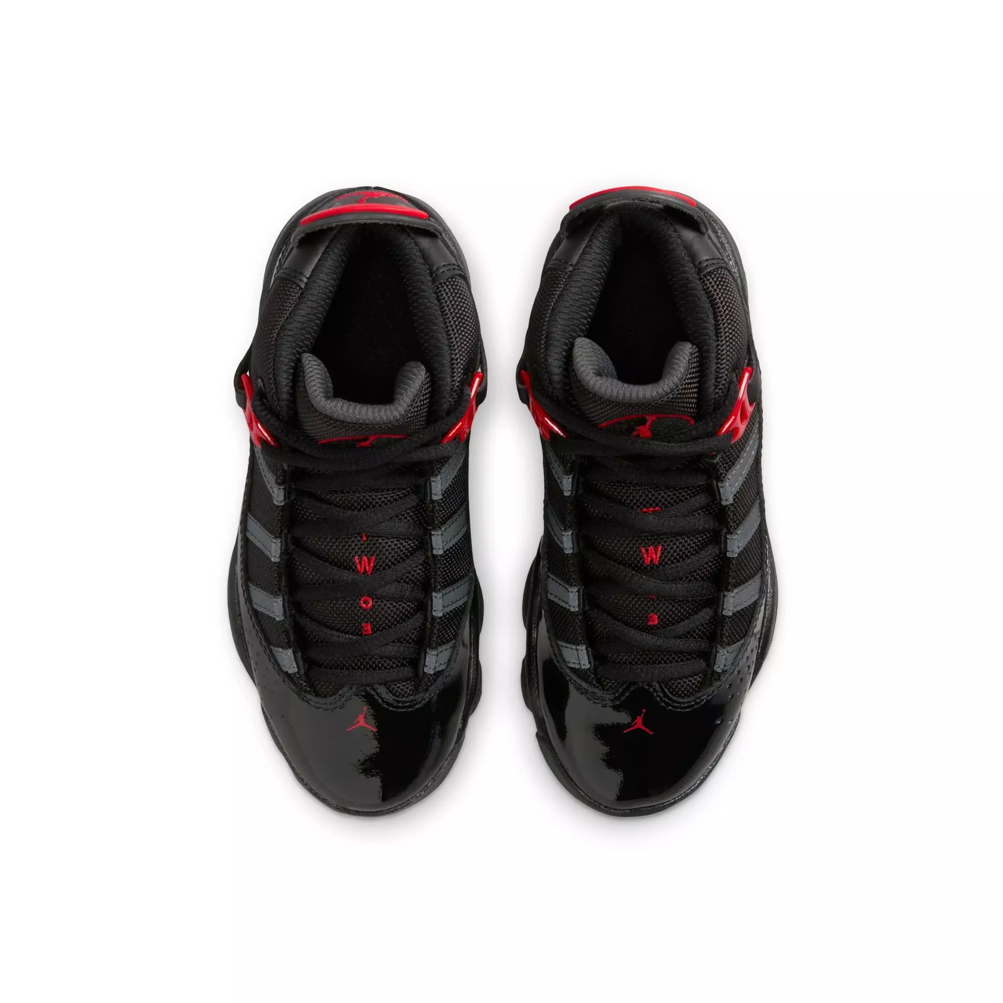 Jordan 6 Rings "Black/Fire Red/Anthracite" Preschool Boys' Shoe - BLACK/RED