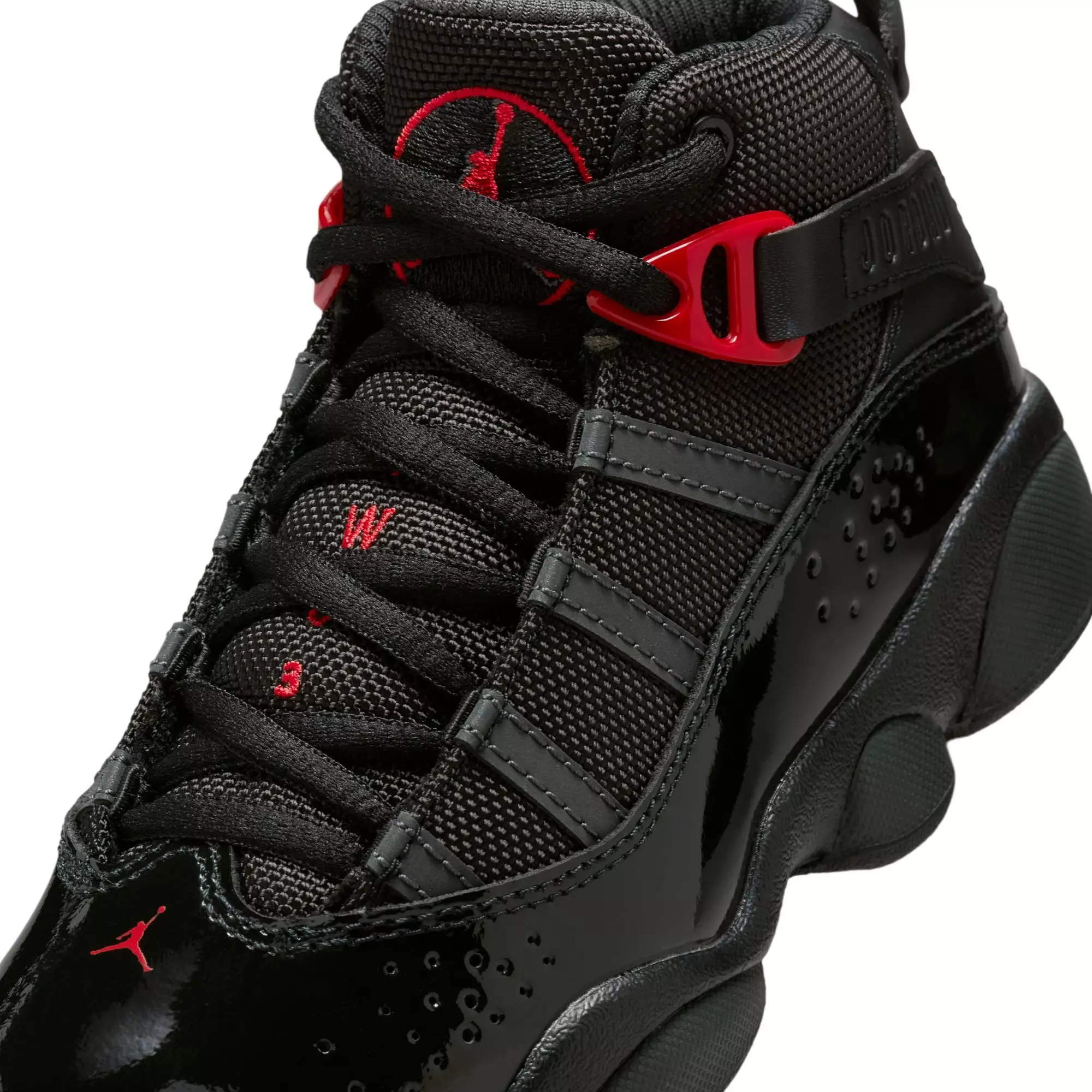 Jordan 6 Rings "Black/Fire Red/Anthracite" Preschool Boys' Shoe - BLACK/RED