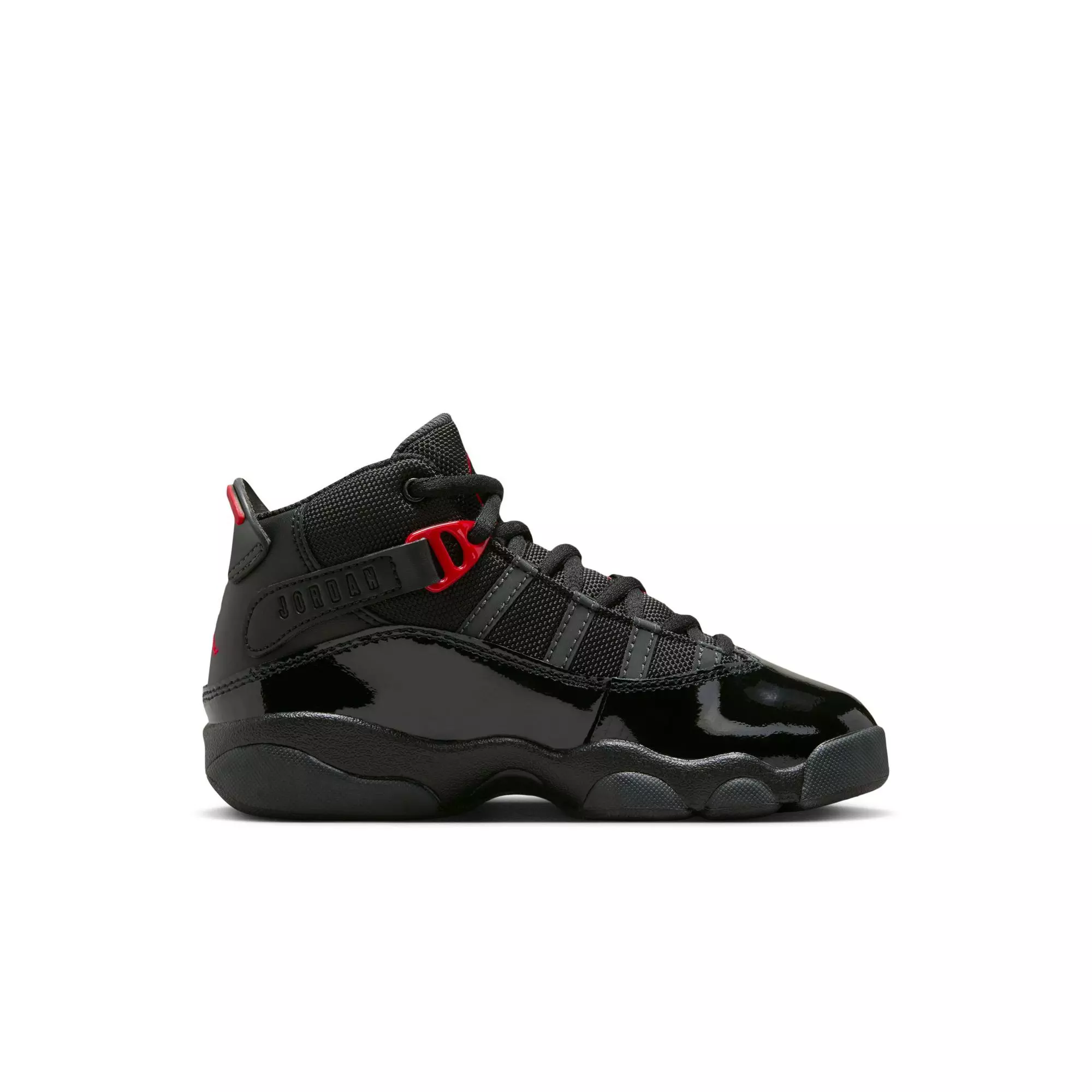 Jordan 6 Rings "Black/Fire Red/Anthracite" Preschool Boys' Shoe - BLACK/RED