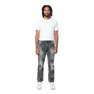 Smoke Rise Men's Spider Rhinestone Slim Fit Denim Jeans