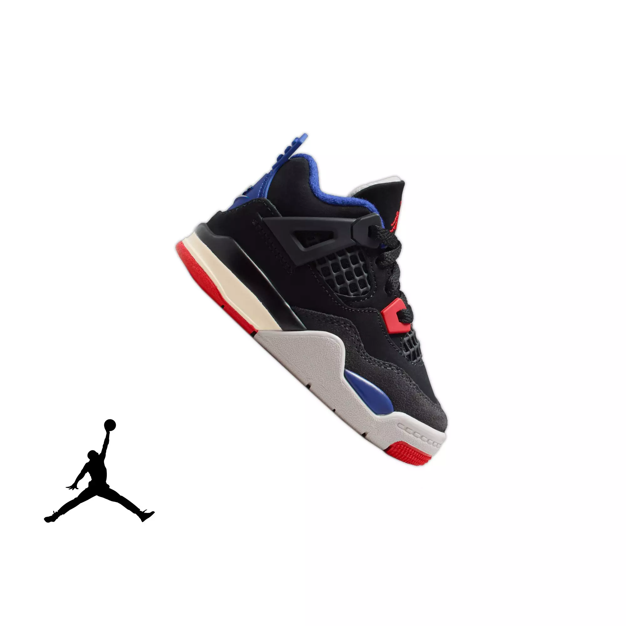 Jordan 4 Retro "Rare Air" Toddler Kids' Shoe - BLACK/FIRE RED/DEEP ROYAL BLUE