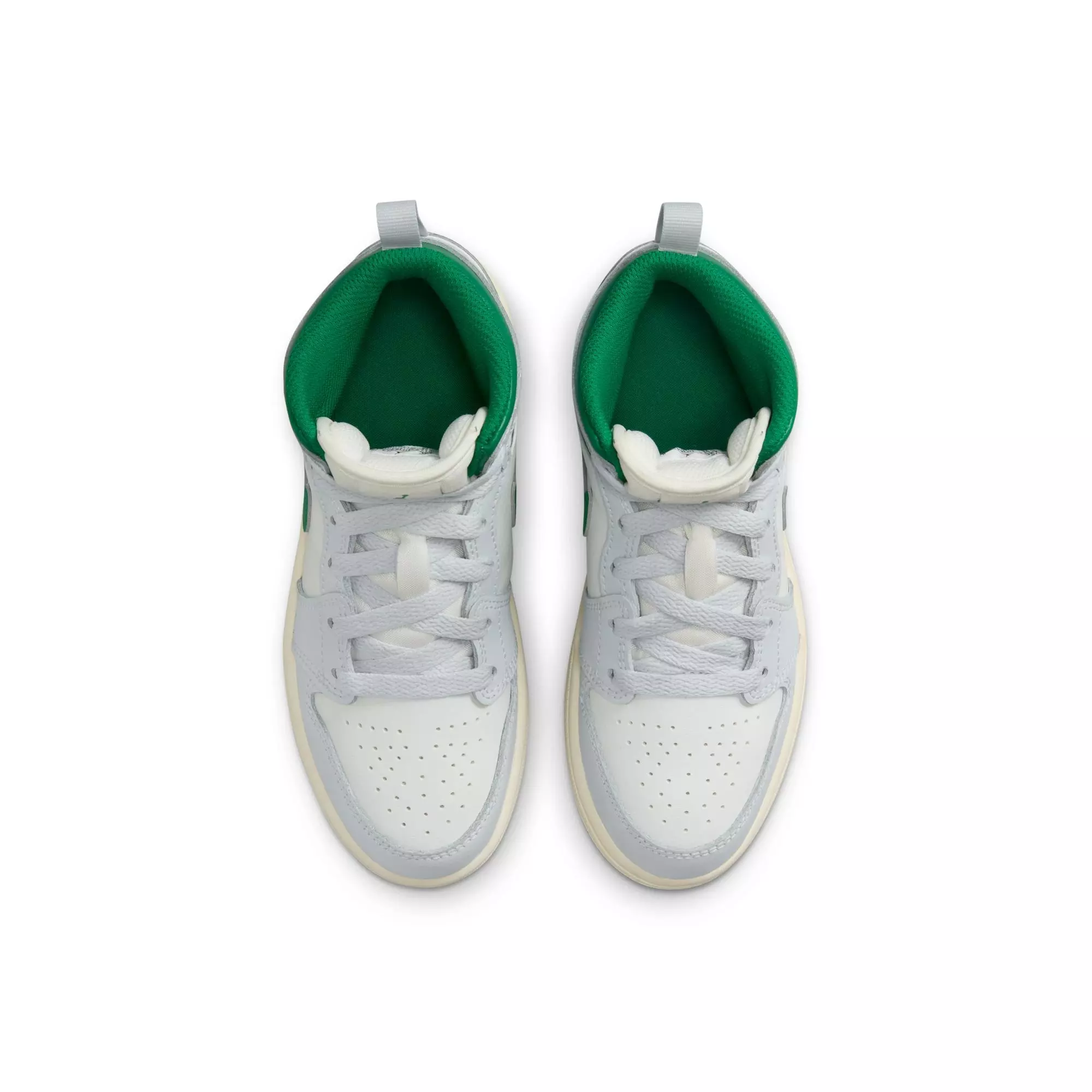 Jordan 1 Mid "Summit White/Pine Green/Pure Platinum" Preschool Boys' Shoe - GREY/WHITE/GREEN ABYSS