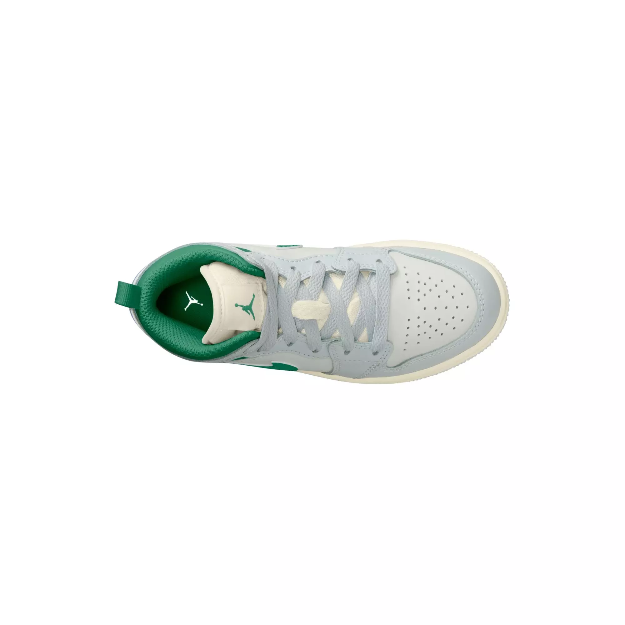 Jordan 1 Mid "Summit White/Pine Green/Pure Platinum" Preschool Boys' Shoe - GREY/WHITE/GREEN ABYSS