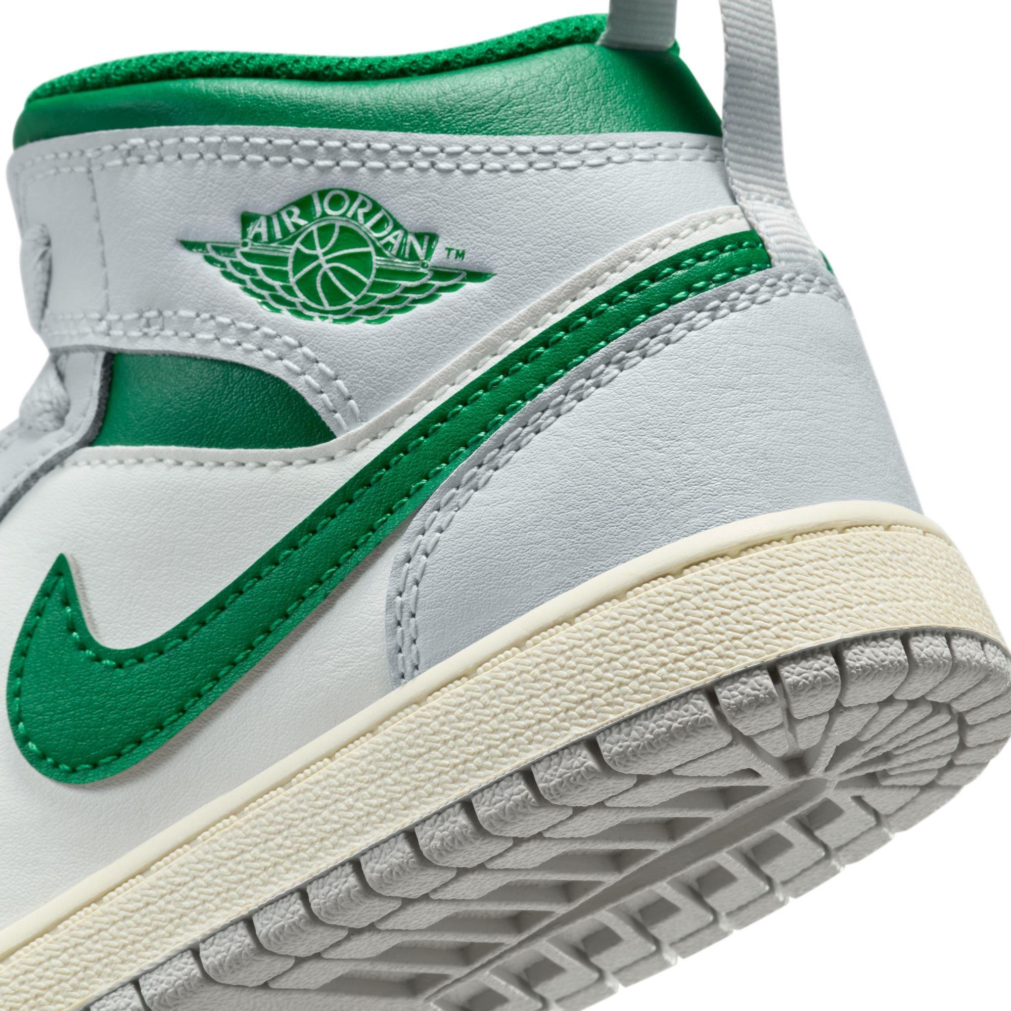 Jordan 1 Mid Preschool Boys' "Summit White/Pine Green/Pure Platinum" Shoe