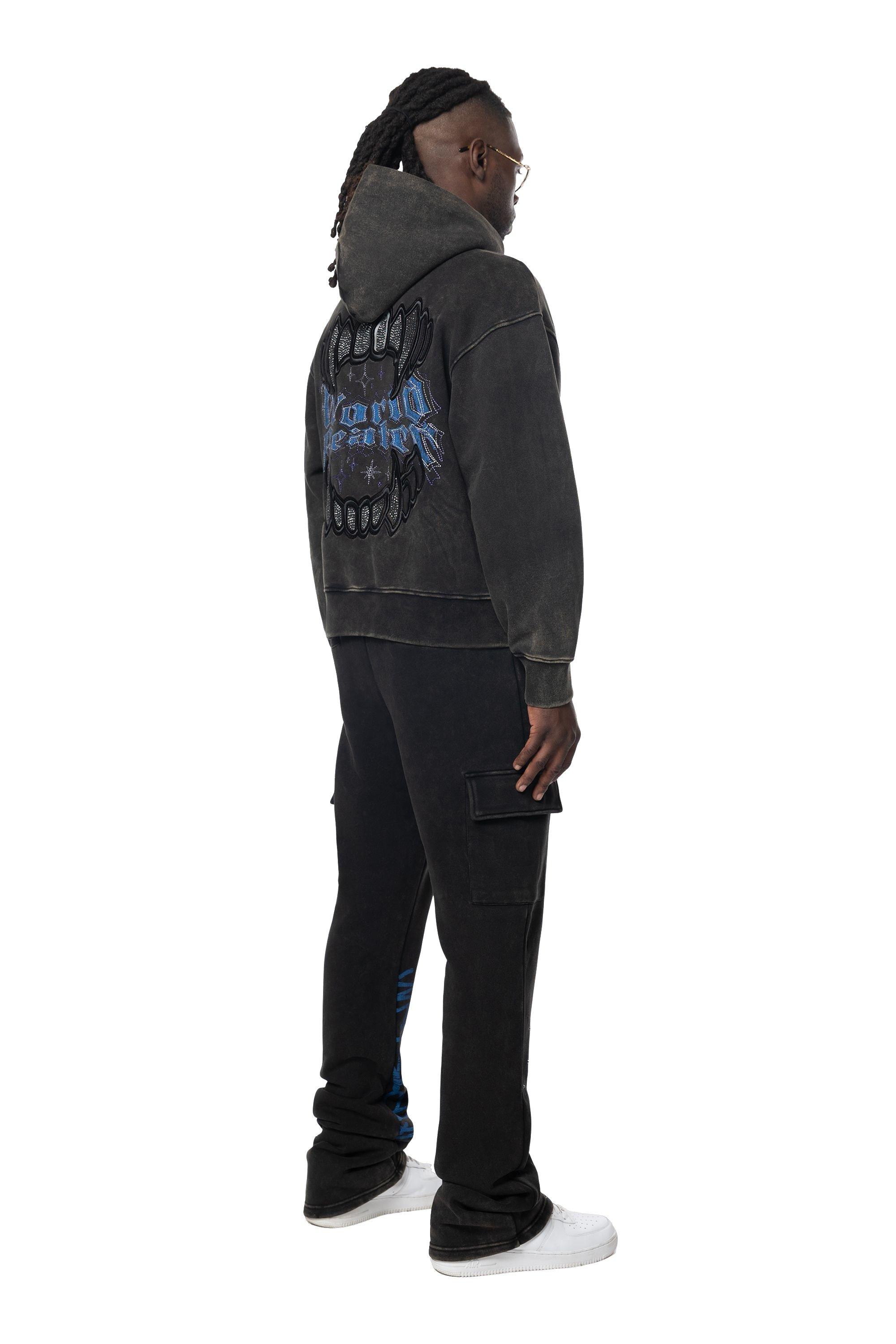 Smoke Rise Men's Rhinestone Grill Hoodie - Black
