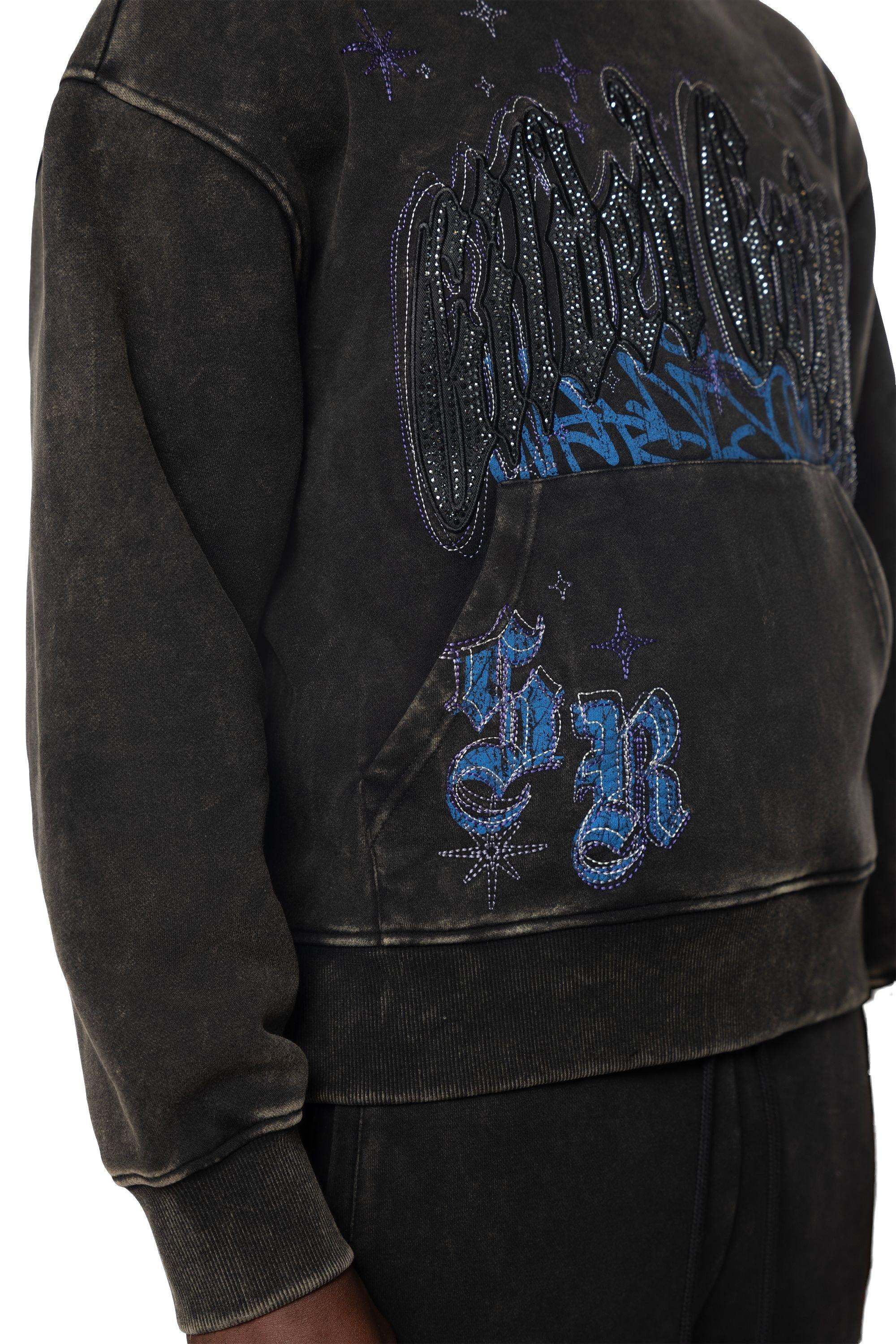 Smoke Rise Men's Rhinestone Grill Hoodie - Black - BLACK Thumbnail View 6