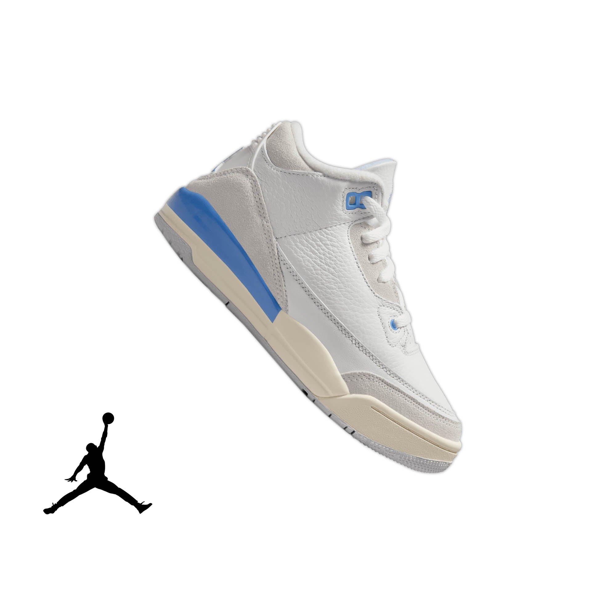 Jordan 3 Retro "Lucky Shorts" Preschool Kids' Shoe - SUMMIT WHITE/HYDROGEN BLUE/LEGEND BLUE