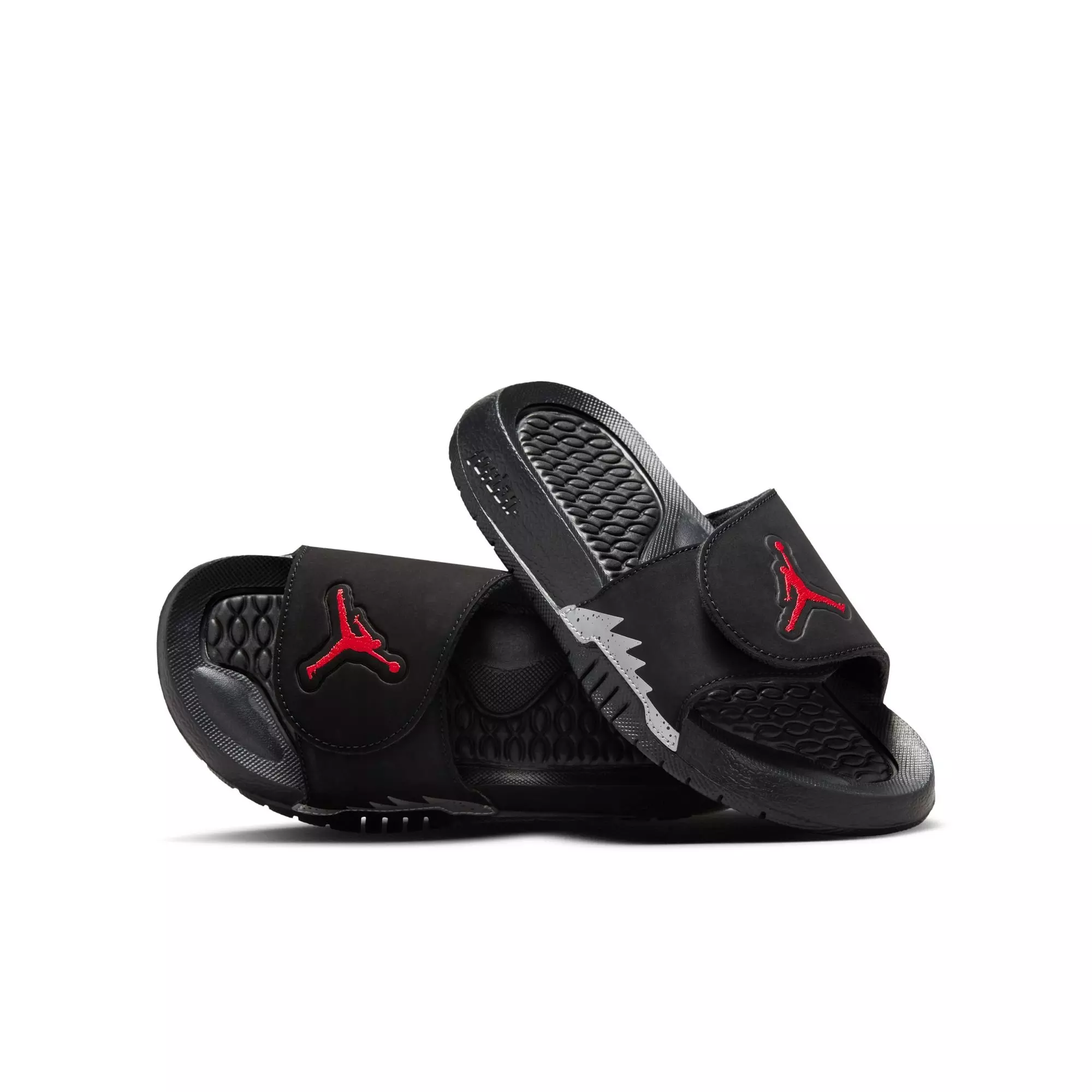 Jordan Hyrdro Retro 5 "Black/Fire Red/Silver" Grade School Boys' Slide - BLACK/RED