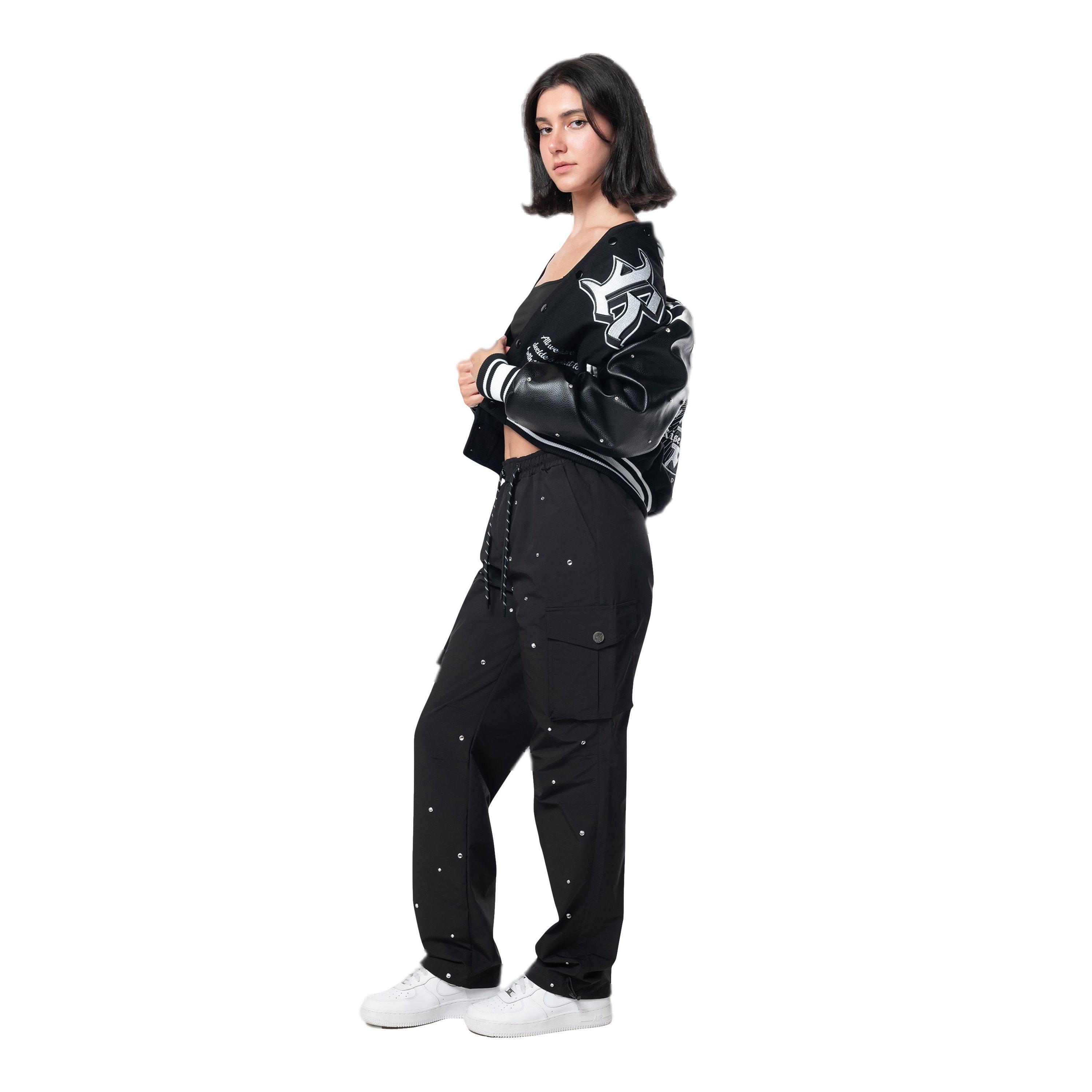 Women's Grindhouse​ Rhinestone Varsity Jacket - Black