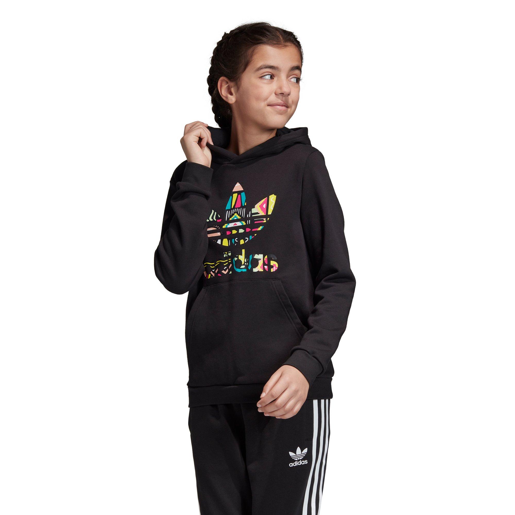 girls adidas trefoil hoodie