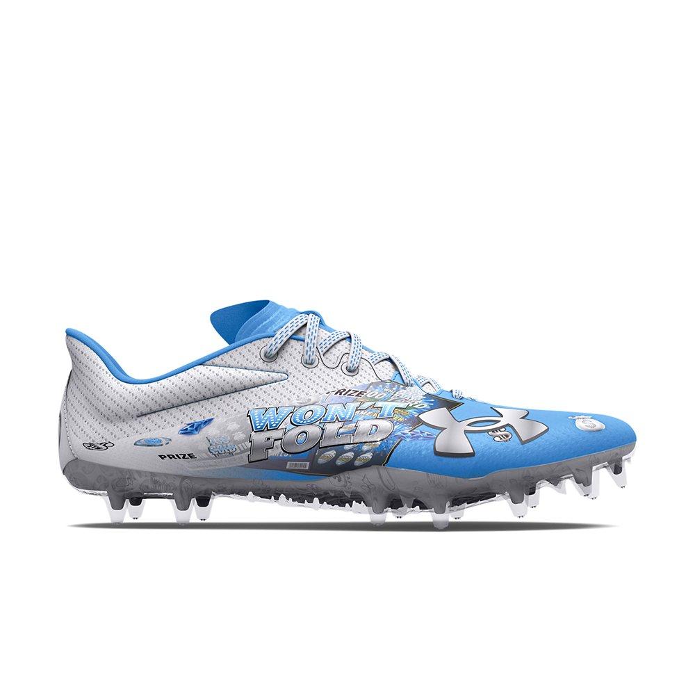 Blue and white on sale under armour cleats