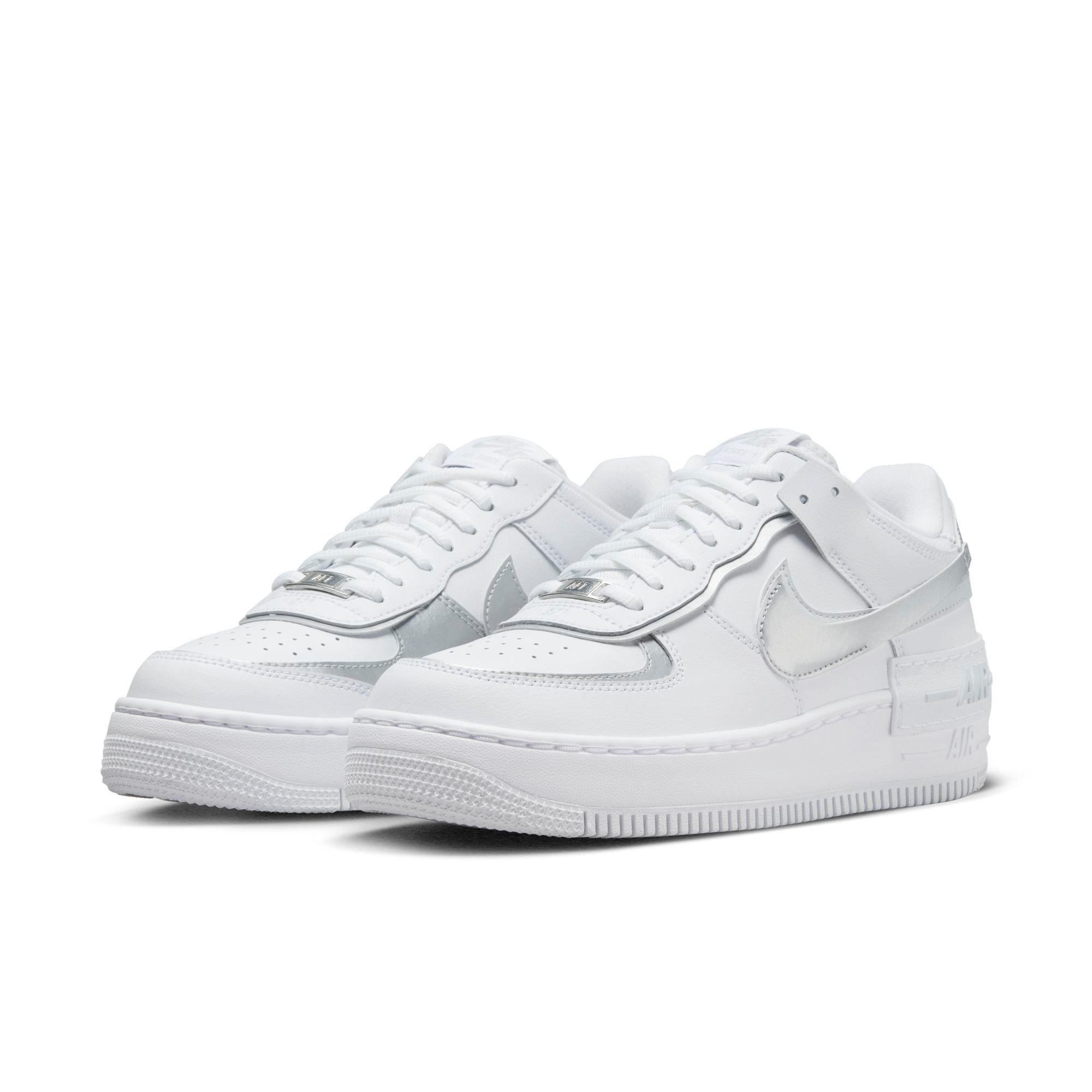 Nike Women's Air Force 1 Shadow Shoes, Size 7.5, White/Metallic Silver
