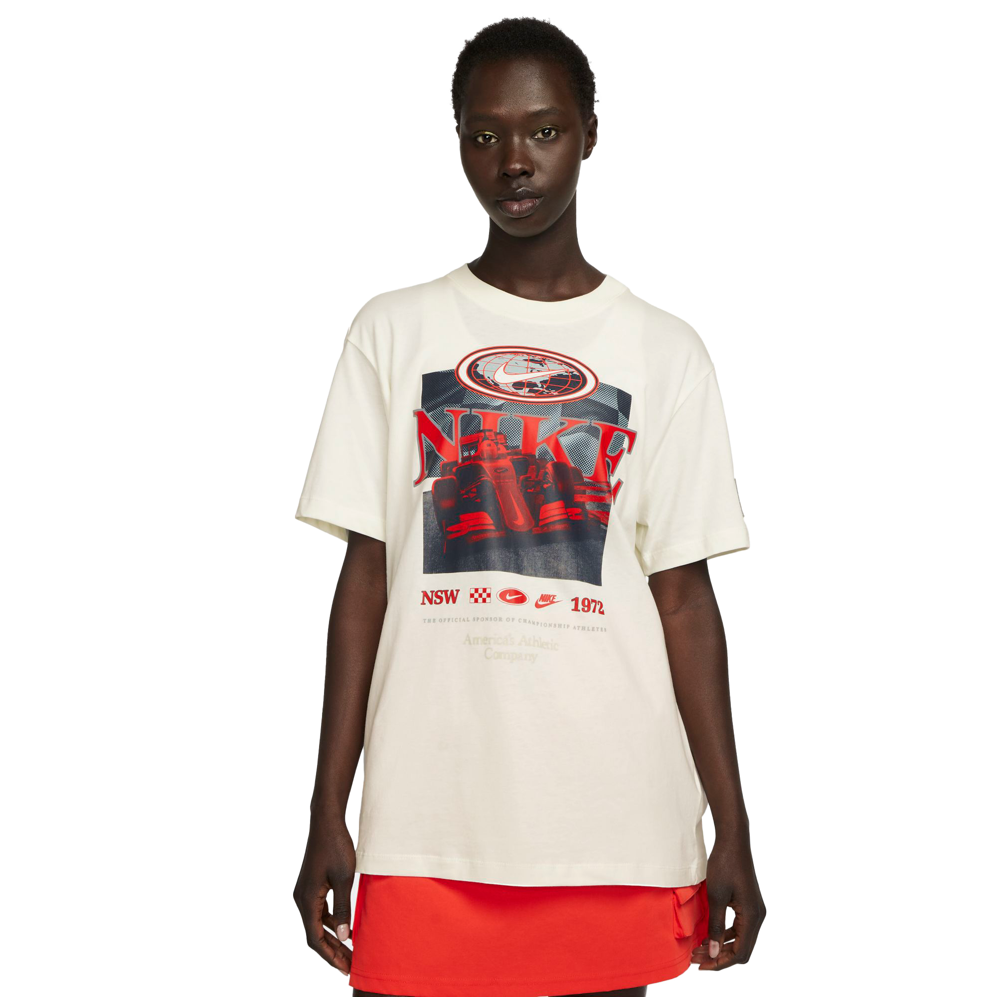 Nike Women's Sportswear Essential Gel Americana Tee-White - WHITE Thumbnail View 1