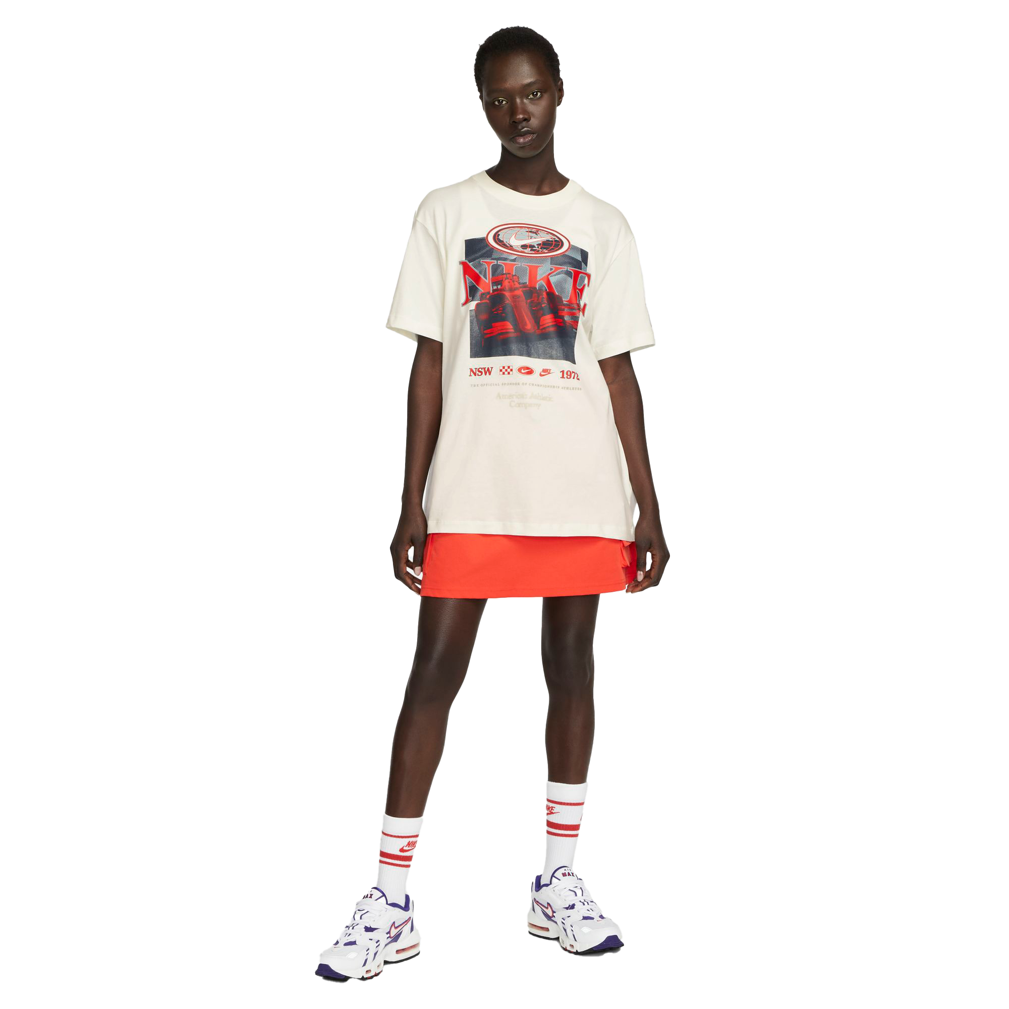 Nike Women's Sportswear Essential Gel Americana Tee-White - WHITE Thumbnail View 5
