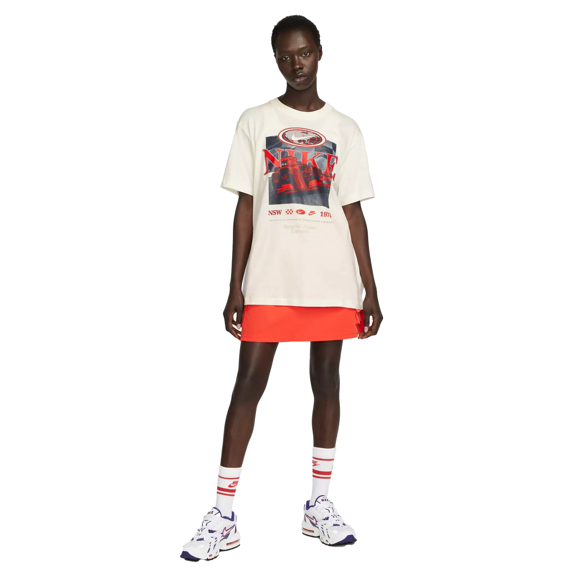 Nike Women's Sportswear Essential Gel Americana Tee-White - WHITE