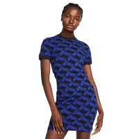 Nike Women's Sportswear Gel Essential Printed Bodycon Dress-Black/Blue - BLACK/BLUE