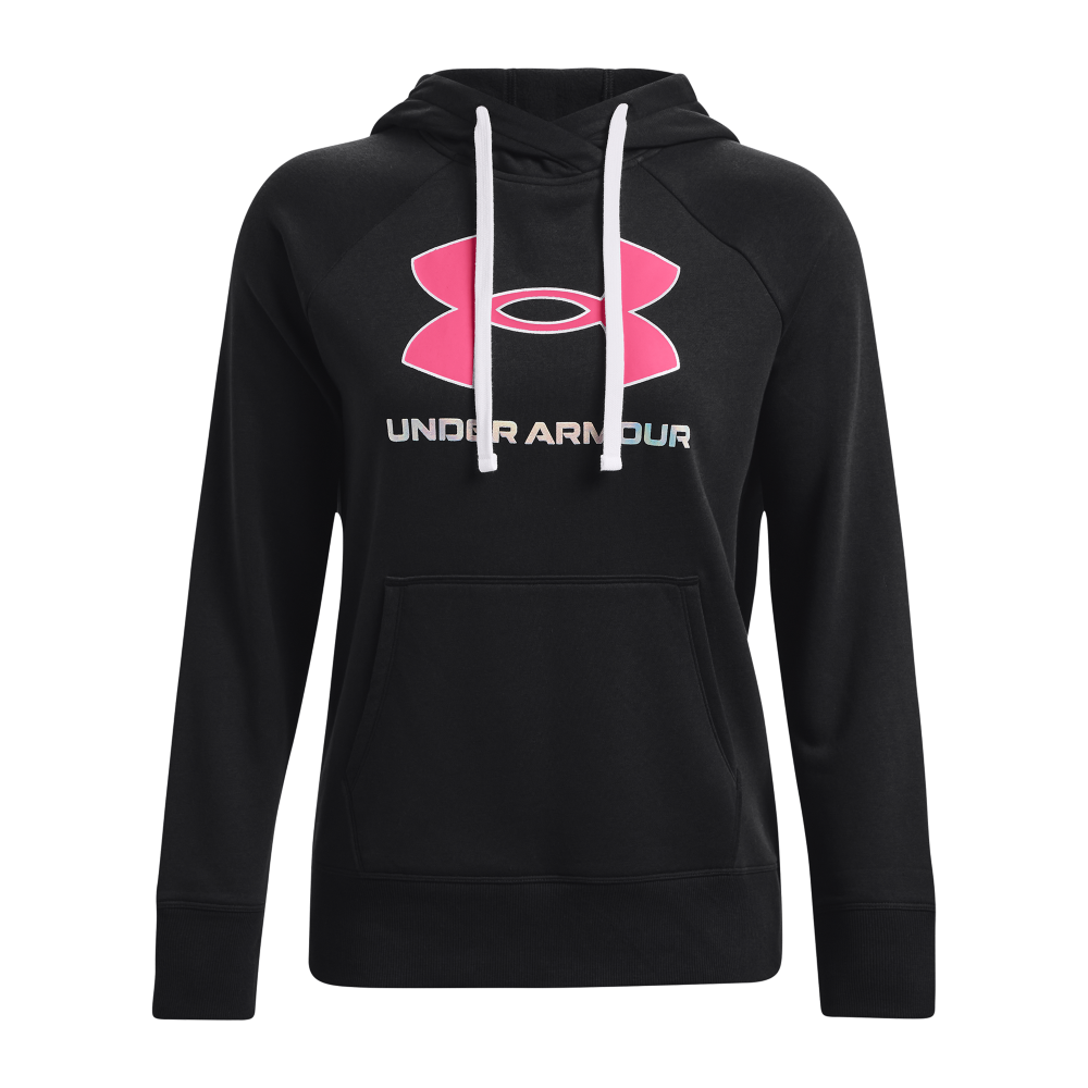 Under Armour Black Pink Logo Long Sleeve Hoodie Sweatshirt Women Size -  beyond exchange