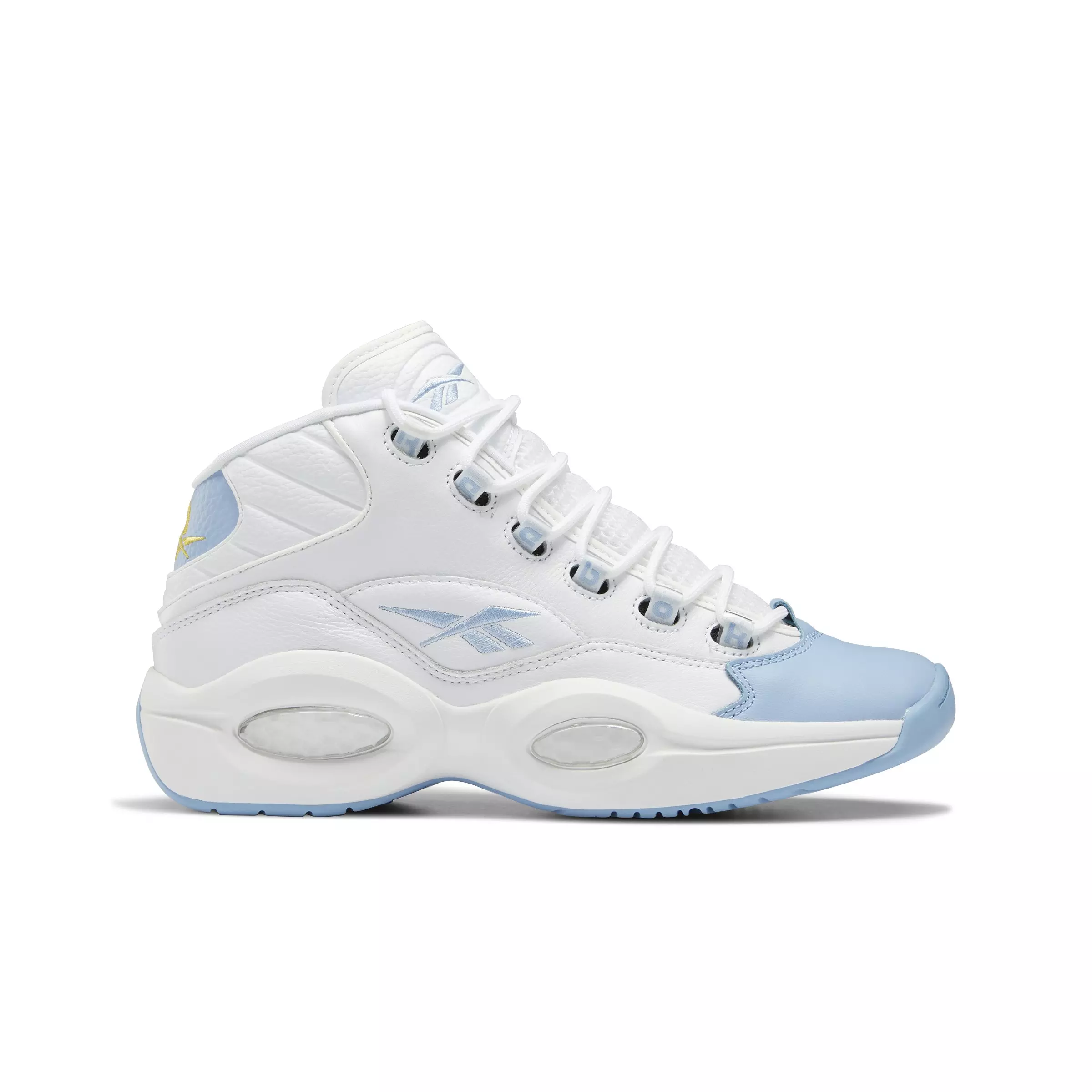 Reebok Question Mid "White/Blue/Yellow" Men's Basketball Shoe - WHITE/BLUE/YELLOW