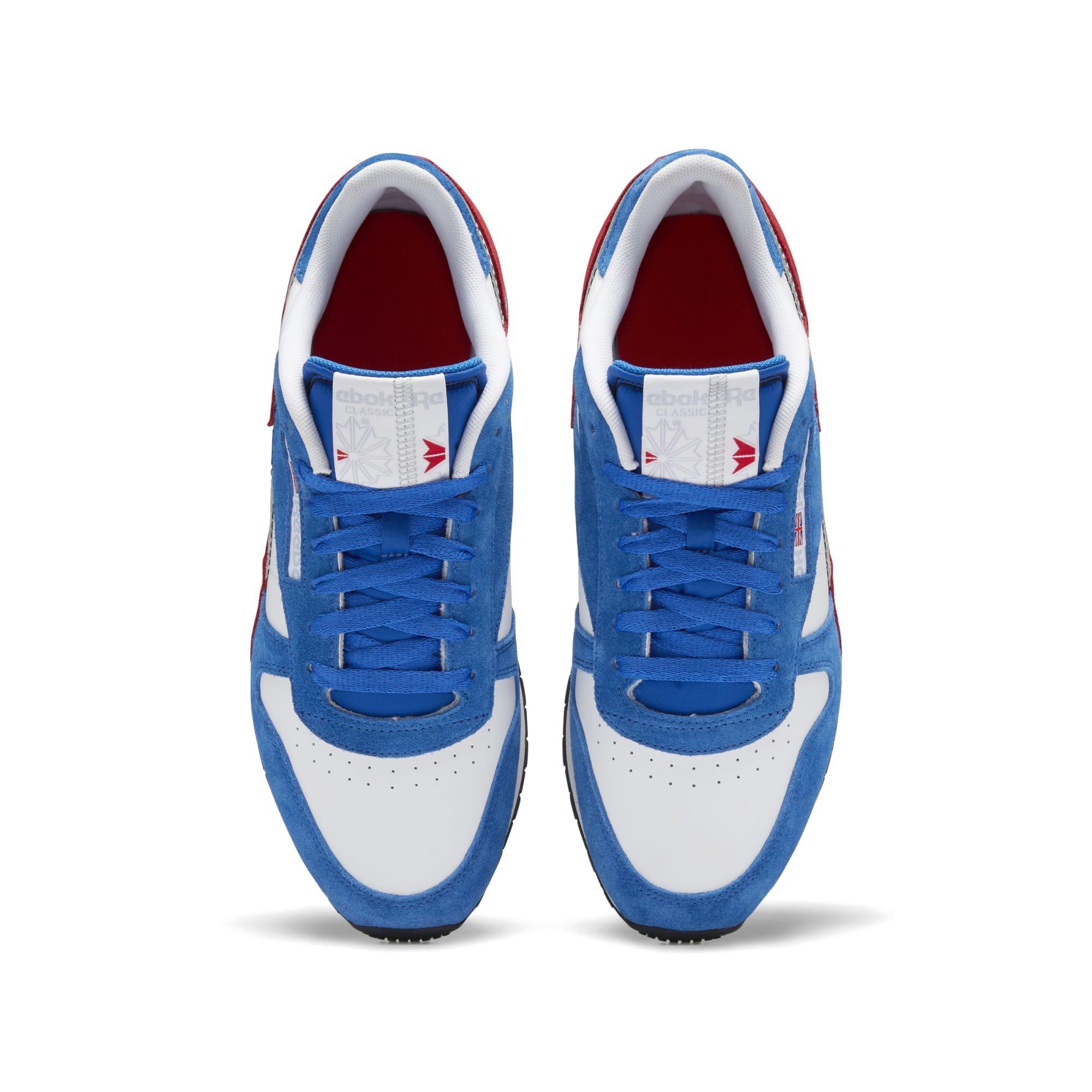  Reebok Unisex Classic Leather Sneaker, White/Vector Blue, 3.5  US Men
