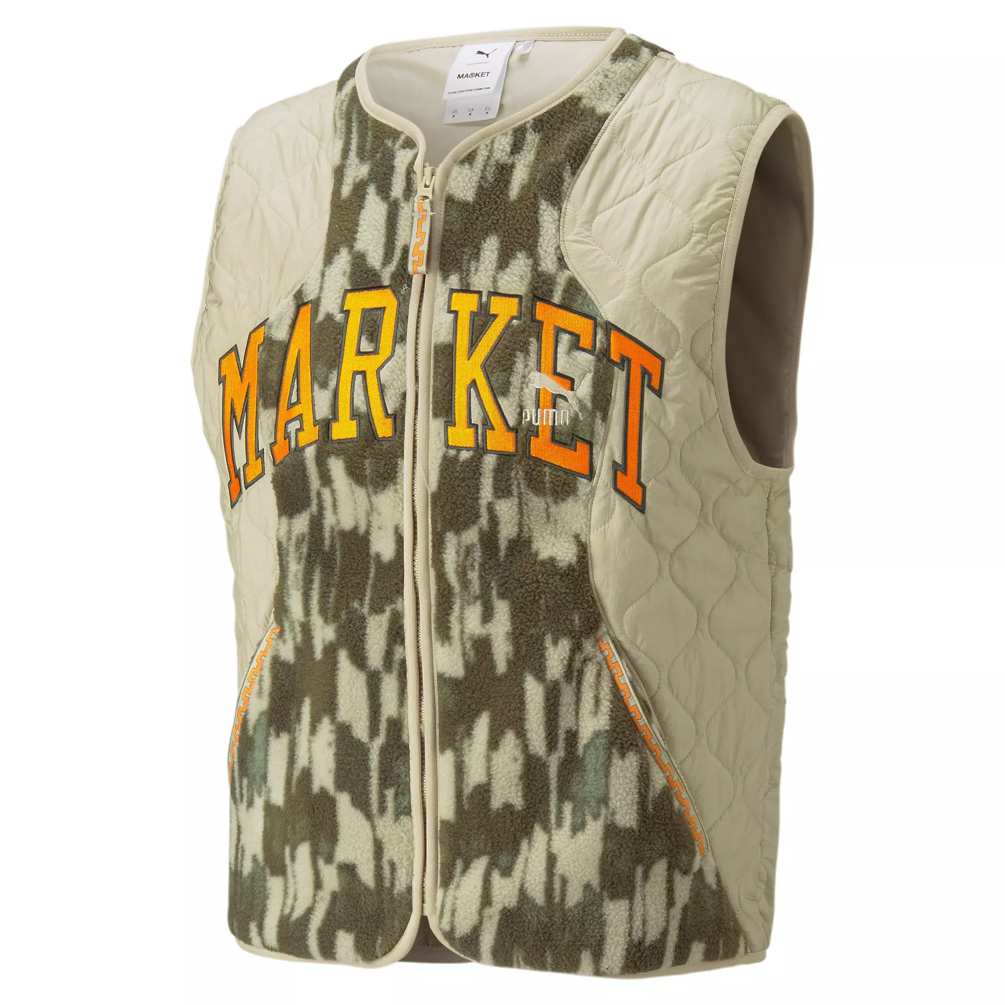Puma Men's Market All Over Print Vest-Tan - TAN