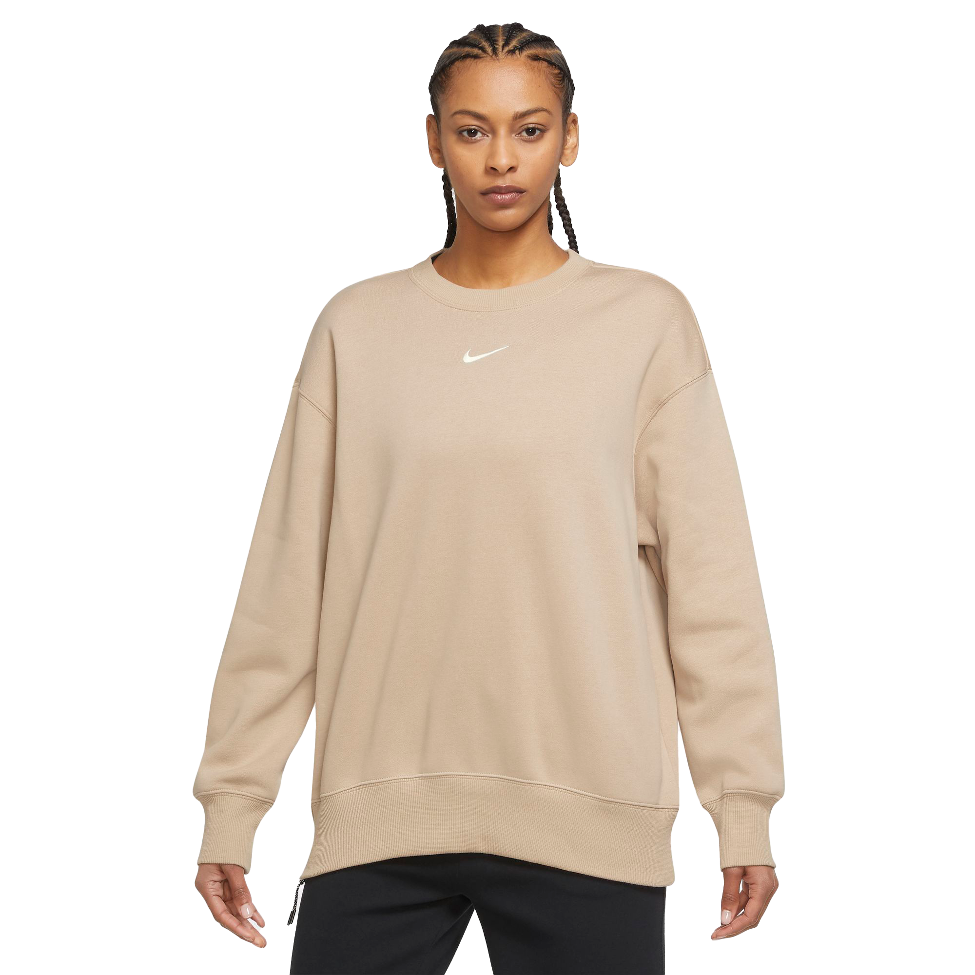 Women's Sportswear Oversized Crewneck Sweatshirt-Tan