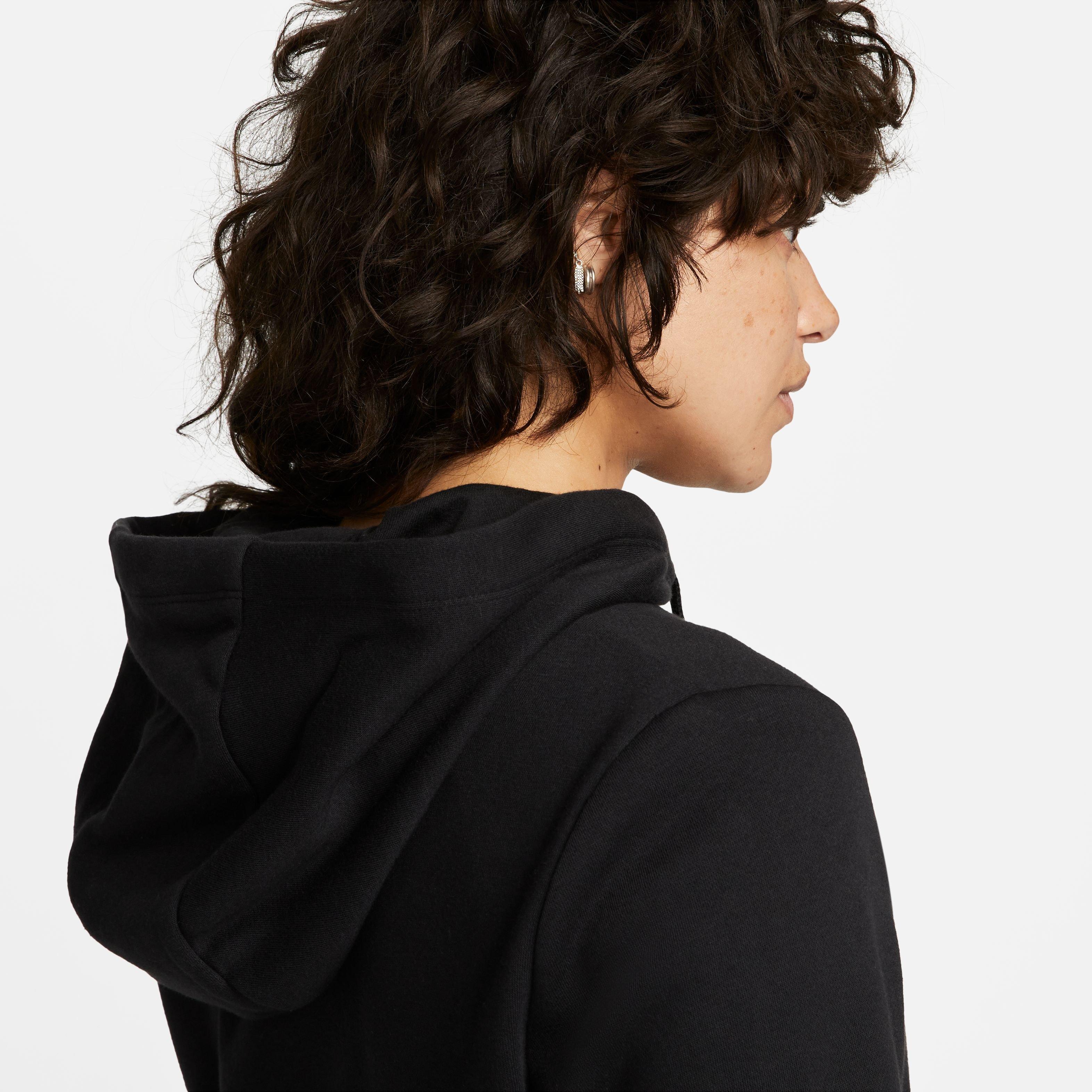 Nike Women's Sportswear Club Fleece Pullover Hoodie-Black/White - BLACK/WHITE Thumbnail View 8