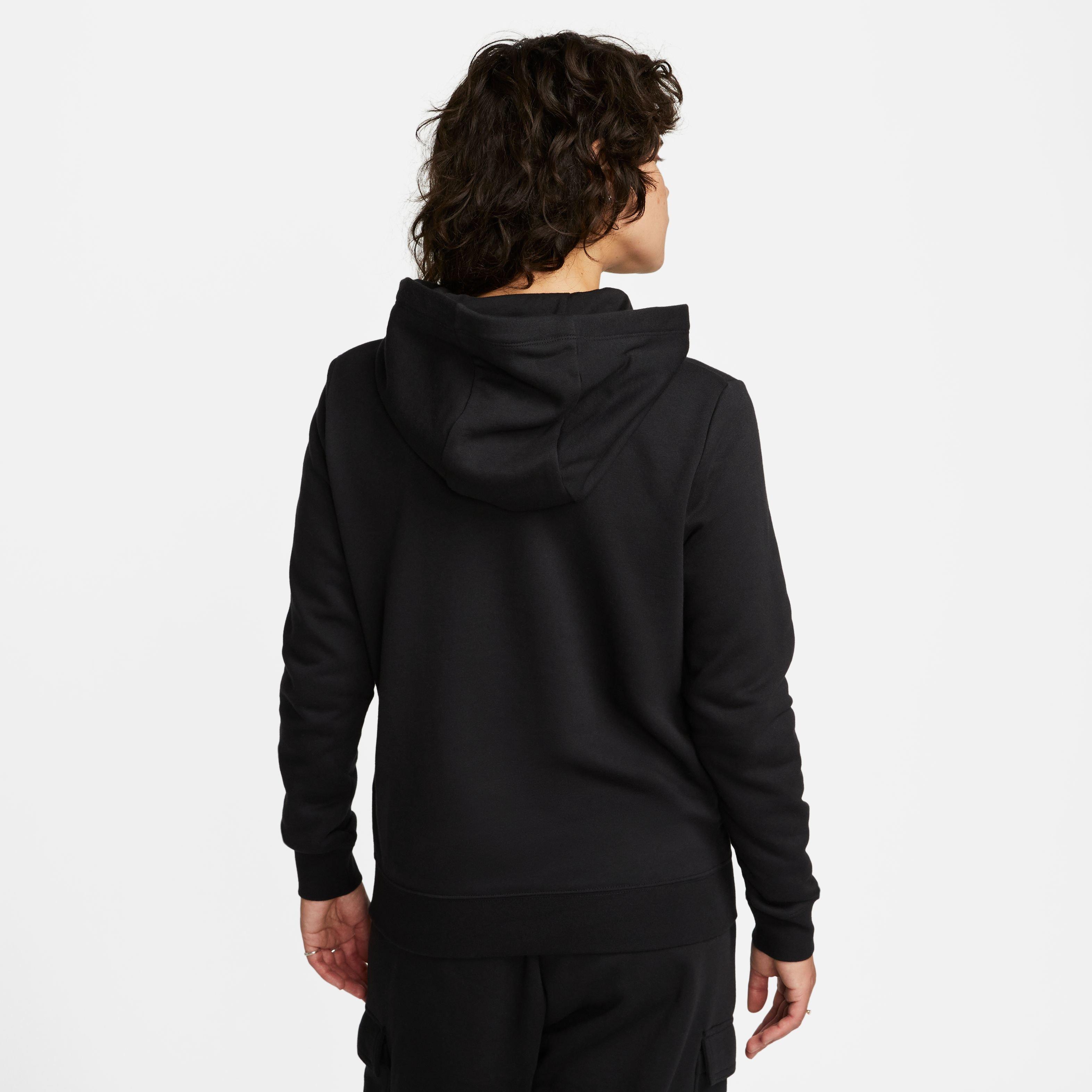 Nike Women's Sportswear Club Fleece Pullover Hoodie-Black/White - BLACK/WHITE Thumbnail View 4