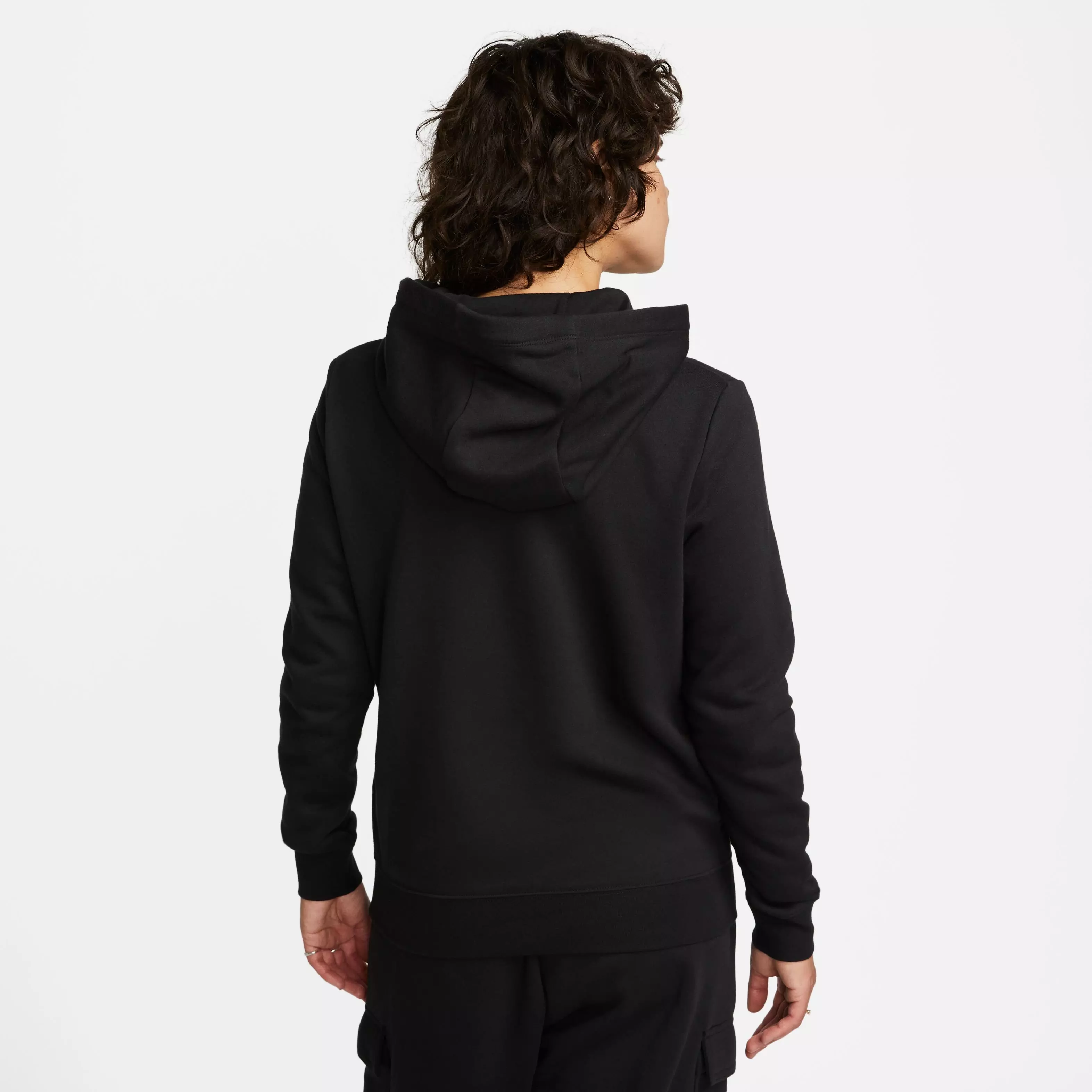 Nike Women's Sportswear Club Fleece Pullover Hoodie-Black/White - BLACK/WHITE