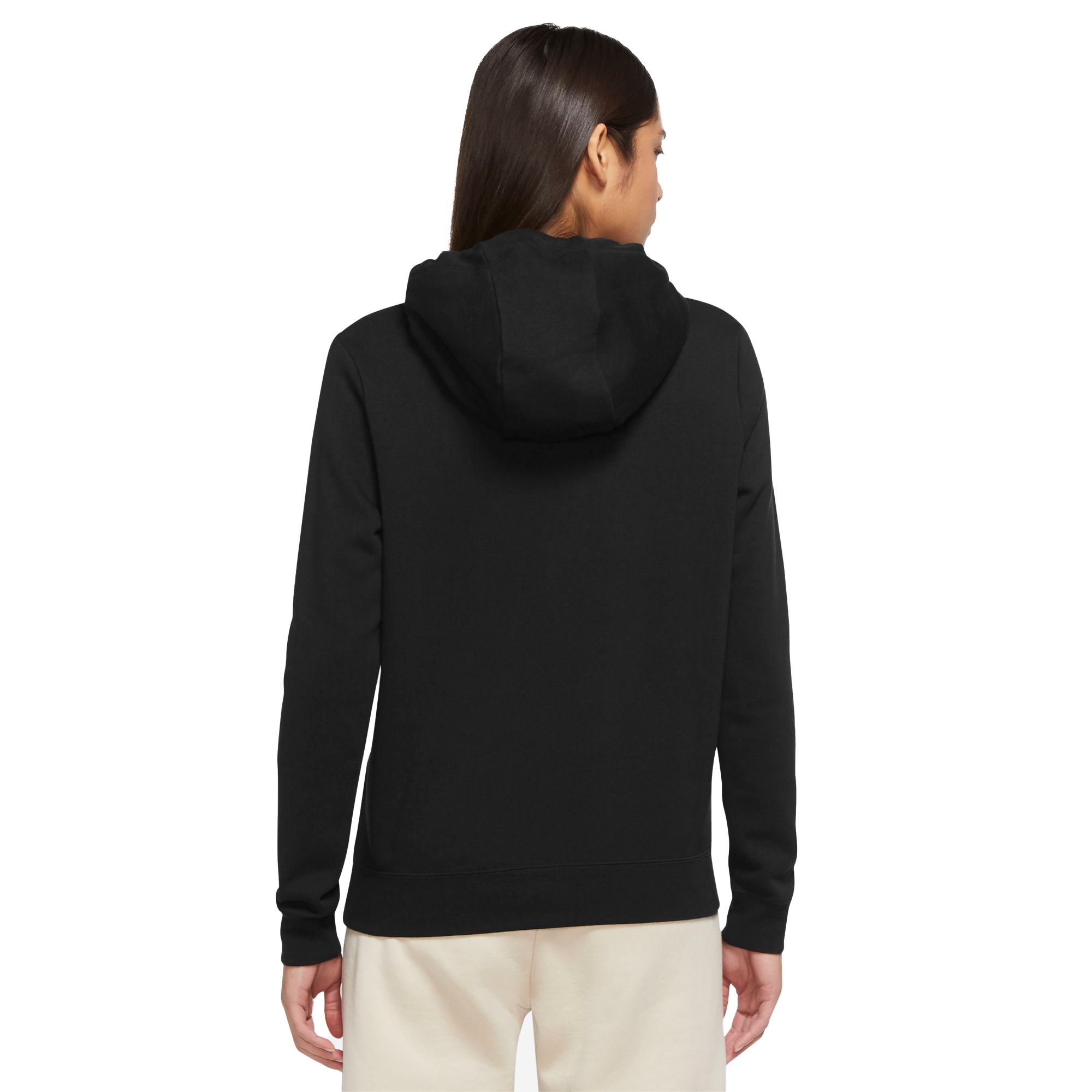 Nike Women's Sportswear Club Fleece Pullover Hoodie-Black/White - BLACK/WHITE Thumbnail View 2