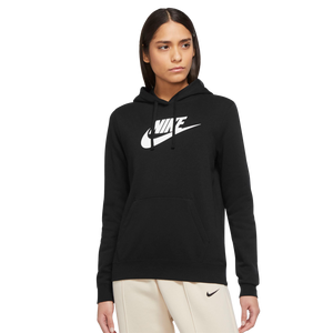 Nike Women's Sportswear Club Fleece Pullover Hoodie-Black/White