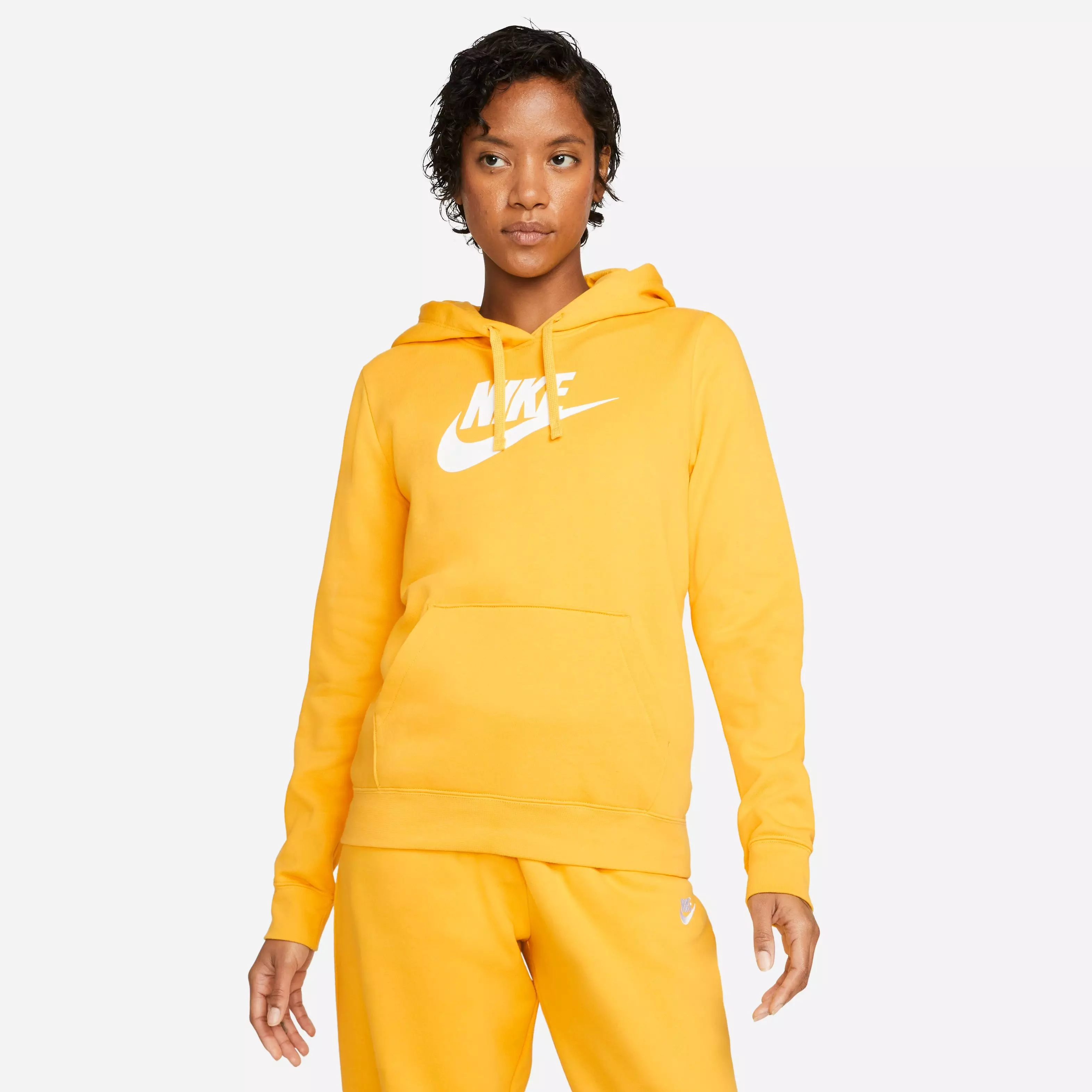 Nike Women's Sportswear Club Fleece Pullover Hoodie-Yellow - YELLOW