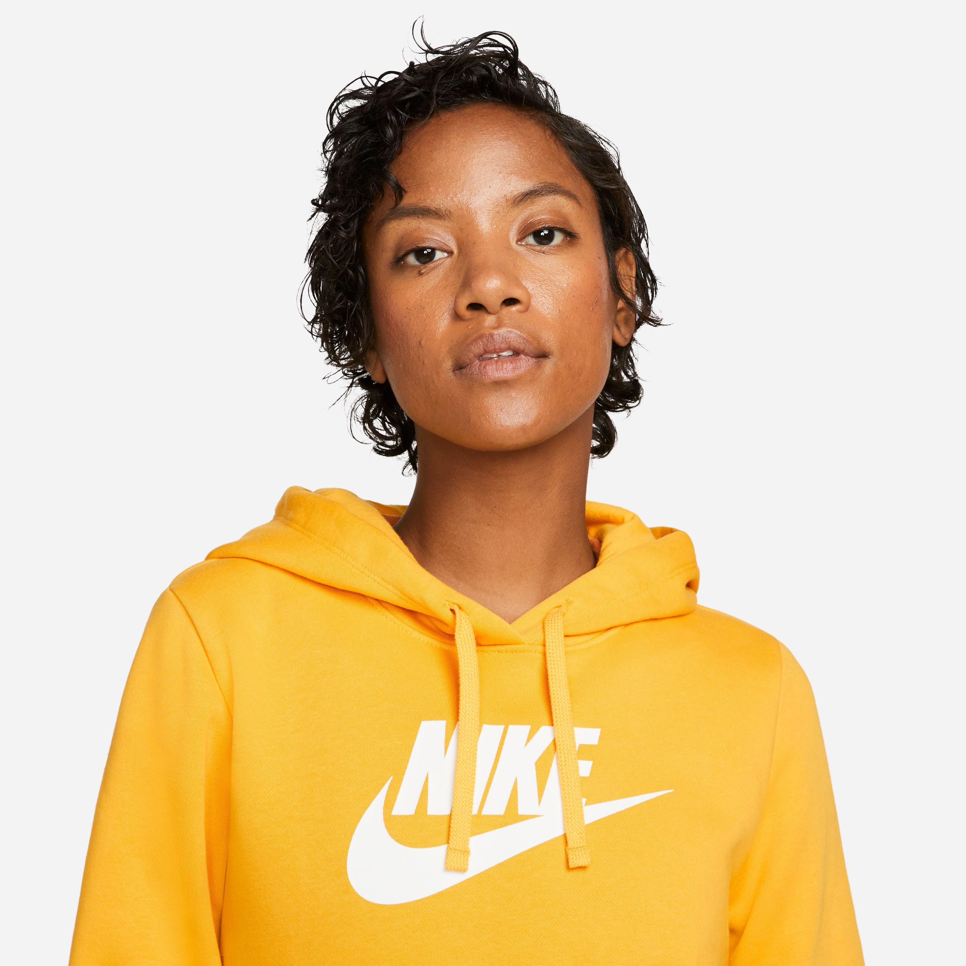Nike Women's Sportswear Club Fleece Pullover Hoodie-Yellow - YELLOW Thumbnail View 4