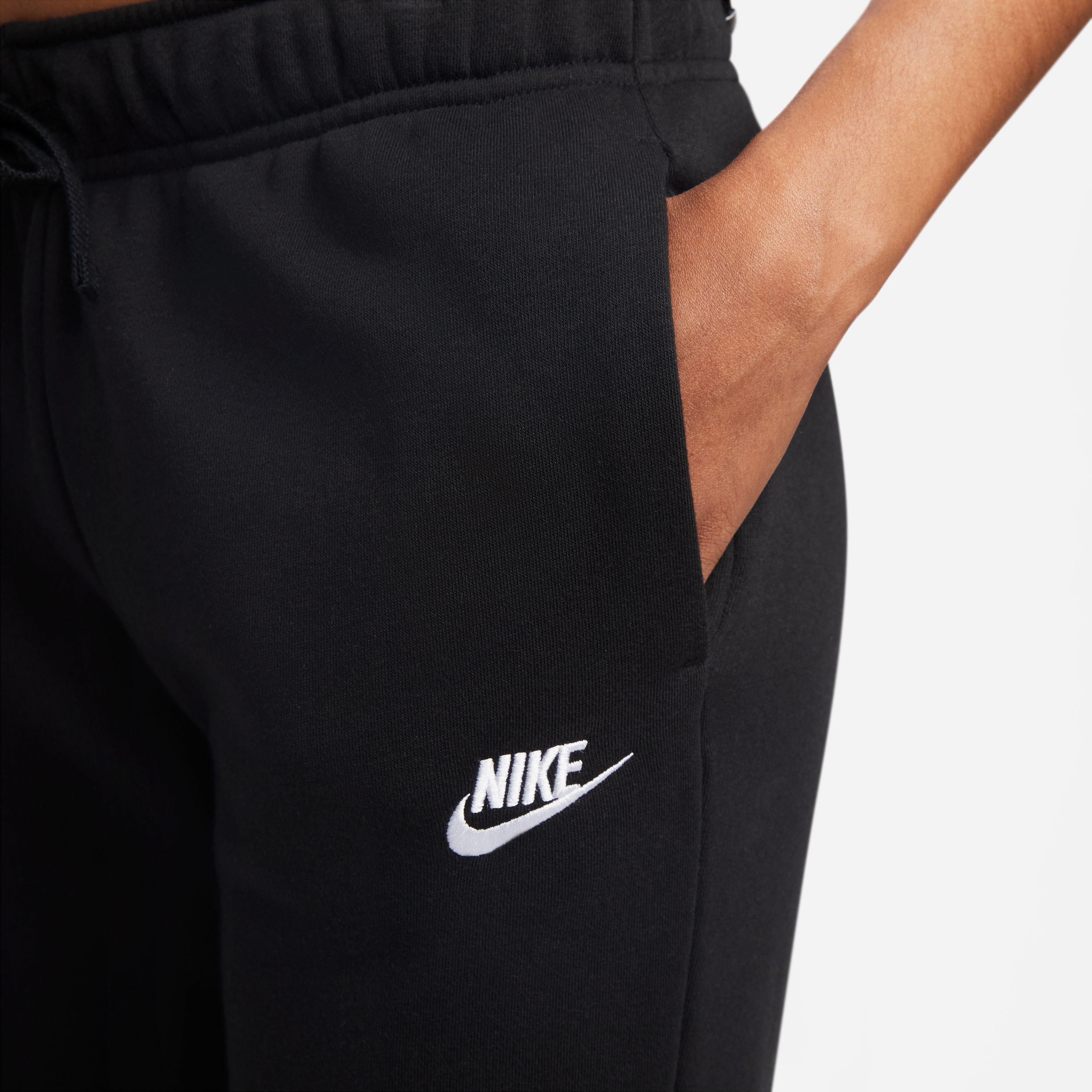 Nike Women's Sportswear Club Fleece Mid-Rise Pants-Black/White - BLACK/WHITE Thumbnail View 7