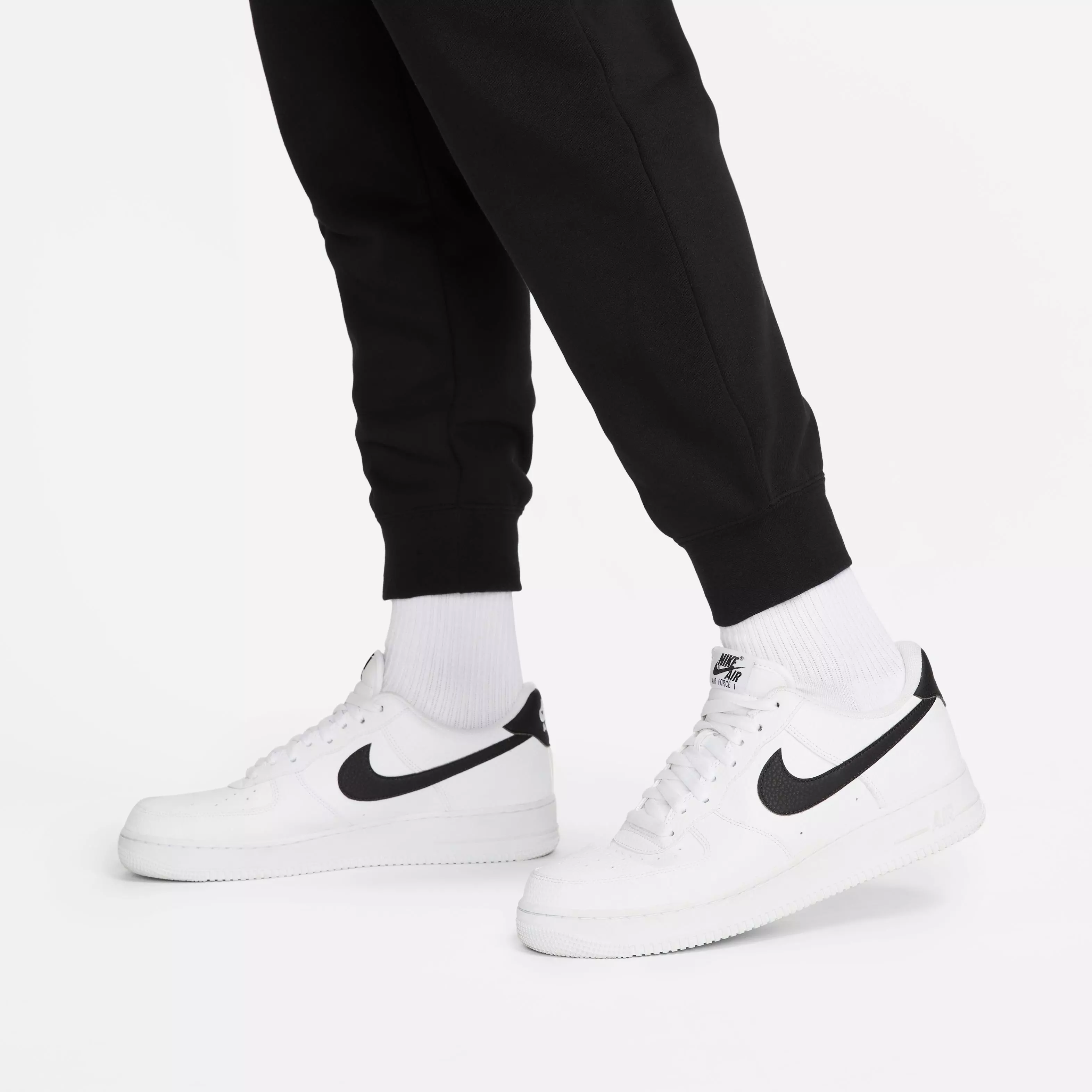 Nike Women's Sportswear Club Fleece Mid-Rise Pants-Black/White - BLACK/WHITE