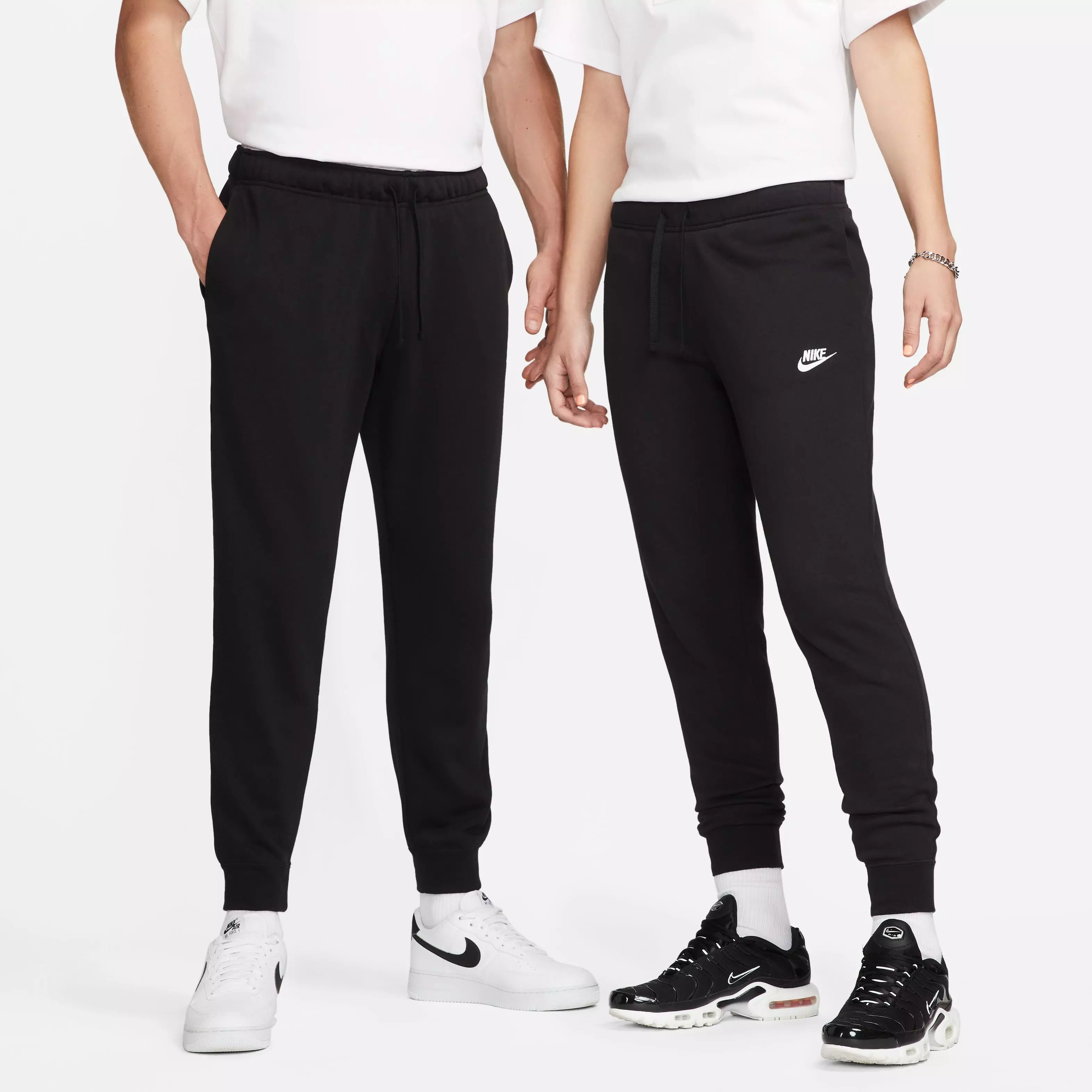 Nike Women's Sportswear Club Fleece Mid-Rise Pants-Black/White - BLACK/WHITE